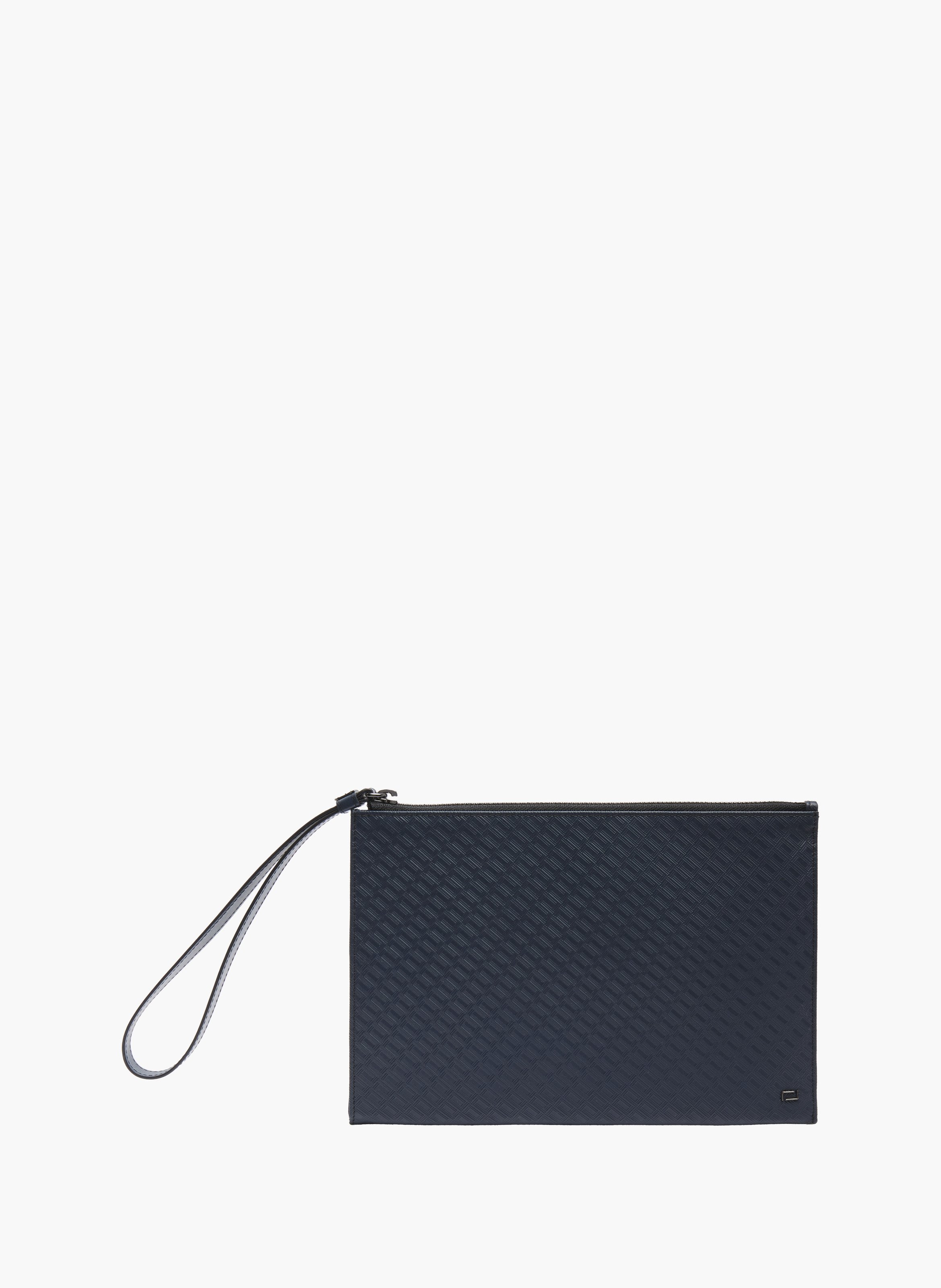 Lancel Leon clutch met geanimeerd micro monogramlogo: glad en reliëf kalfsleer LANCEL Blauw