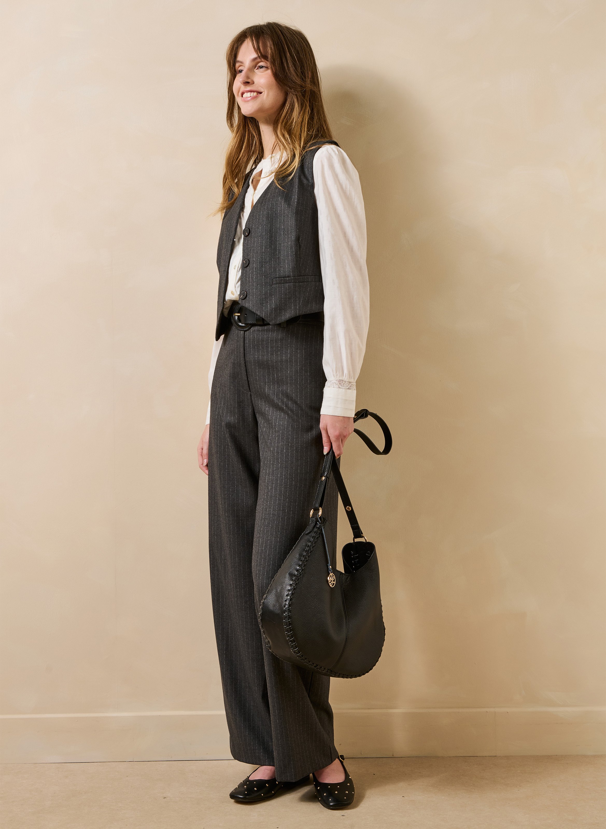 Wijde broek met strepen LA FEE MARABOUTEE Grijs