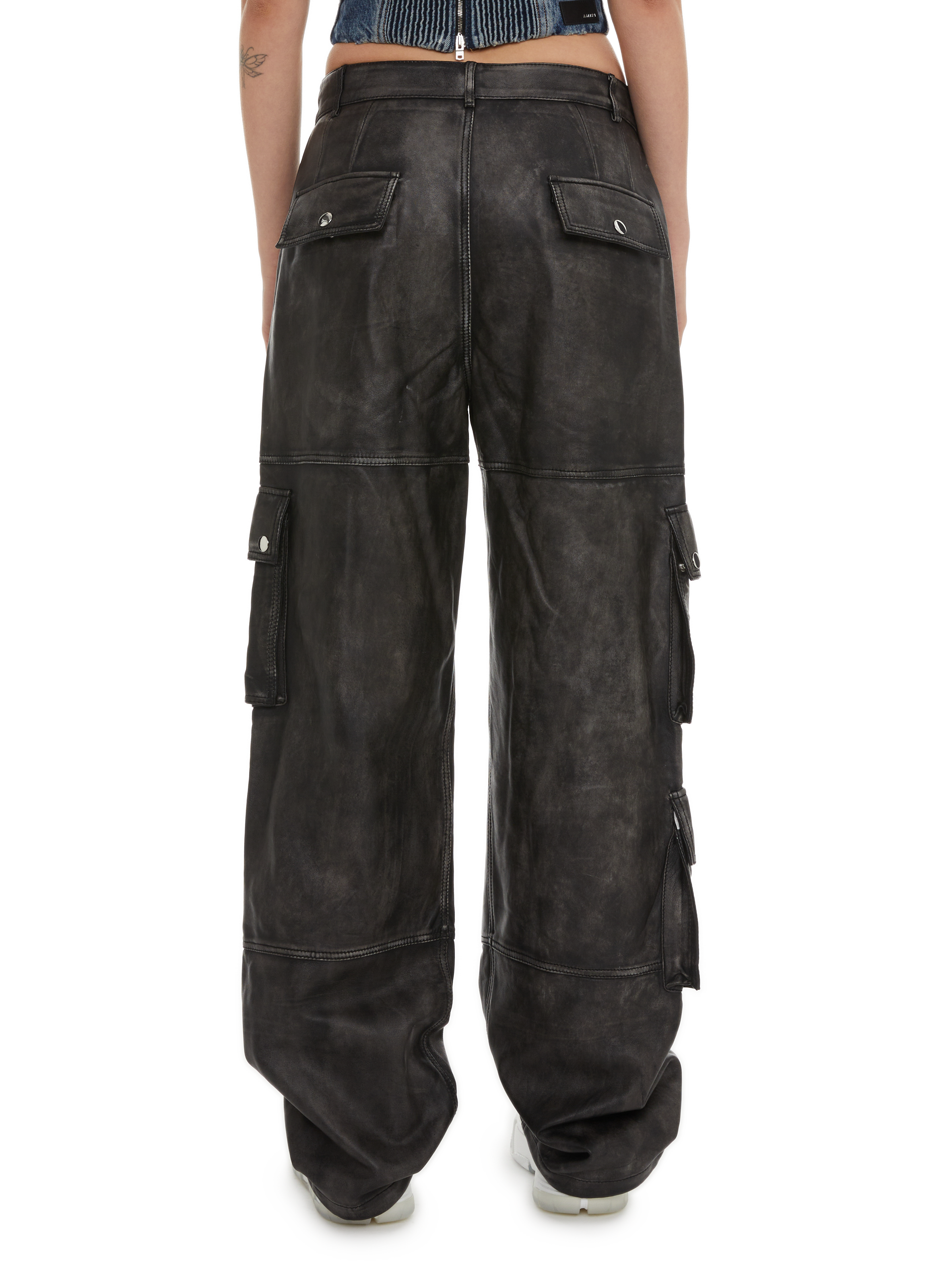 Leather cargo pants SAISON 1865 Black