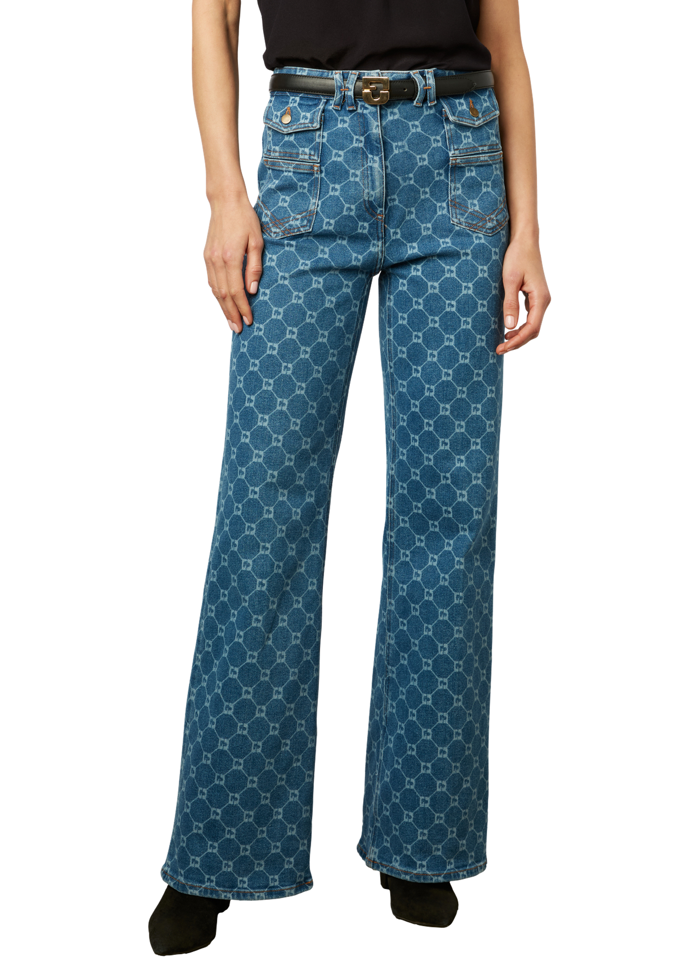 Jean flare à monogramme - anna GERARD DAREL Bleu