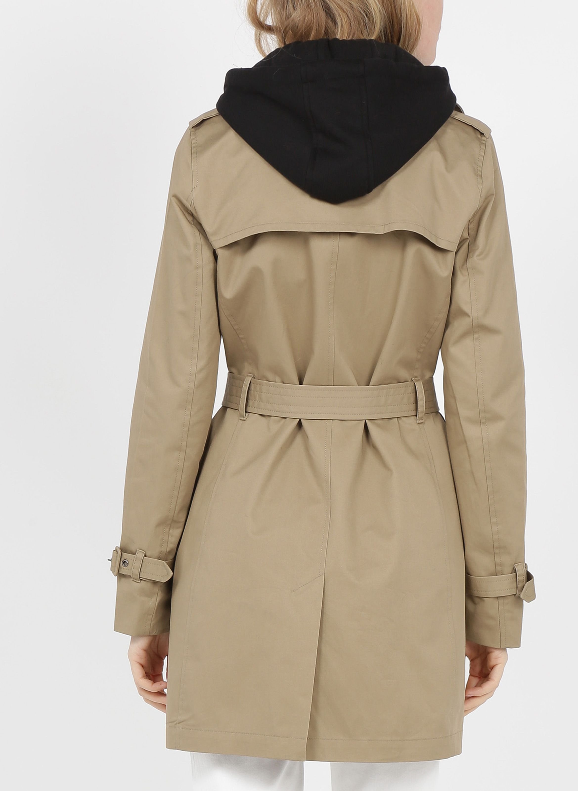 Trench à capuche amovible en coton IKKS Beige
