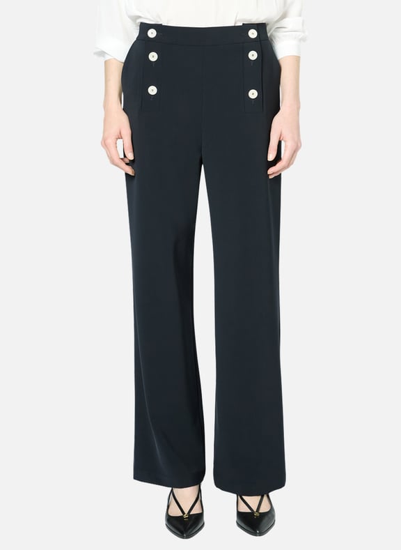 Pantalon fluide à pont - lauriane Bleu by GERARD DAREL GERARD DAREL Pantalon fluide à pont - lauriane Bleu