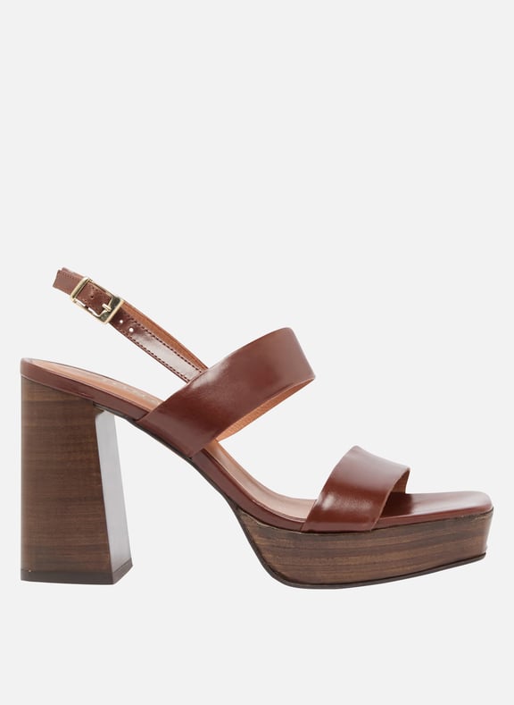 Sandales à talons en cuir verde Marron by JONAK JONAK Sandales à talons en cuir verde Marron