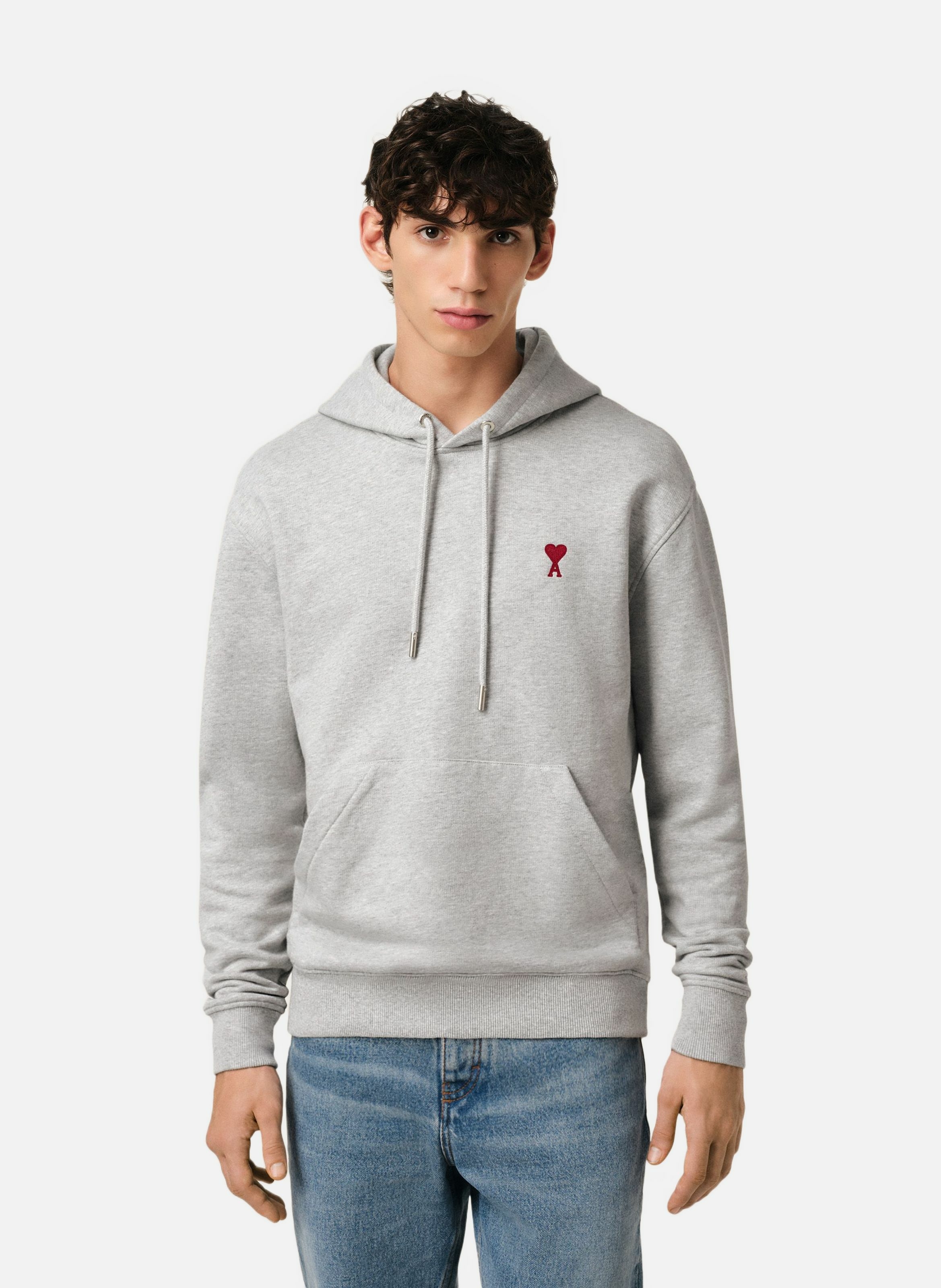 Hoodie ami de coeur rouge unisexe AMI PARIS Gris