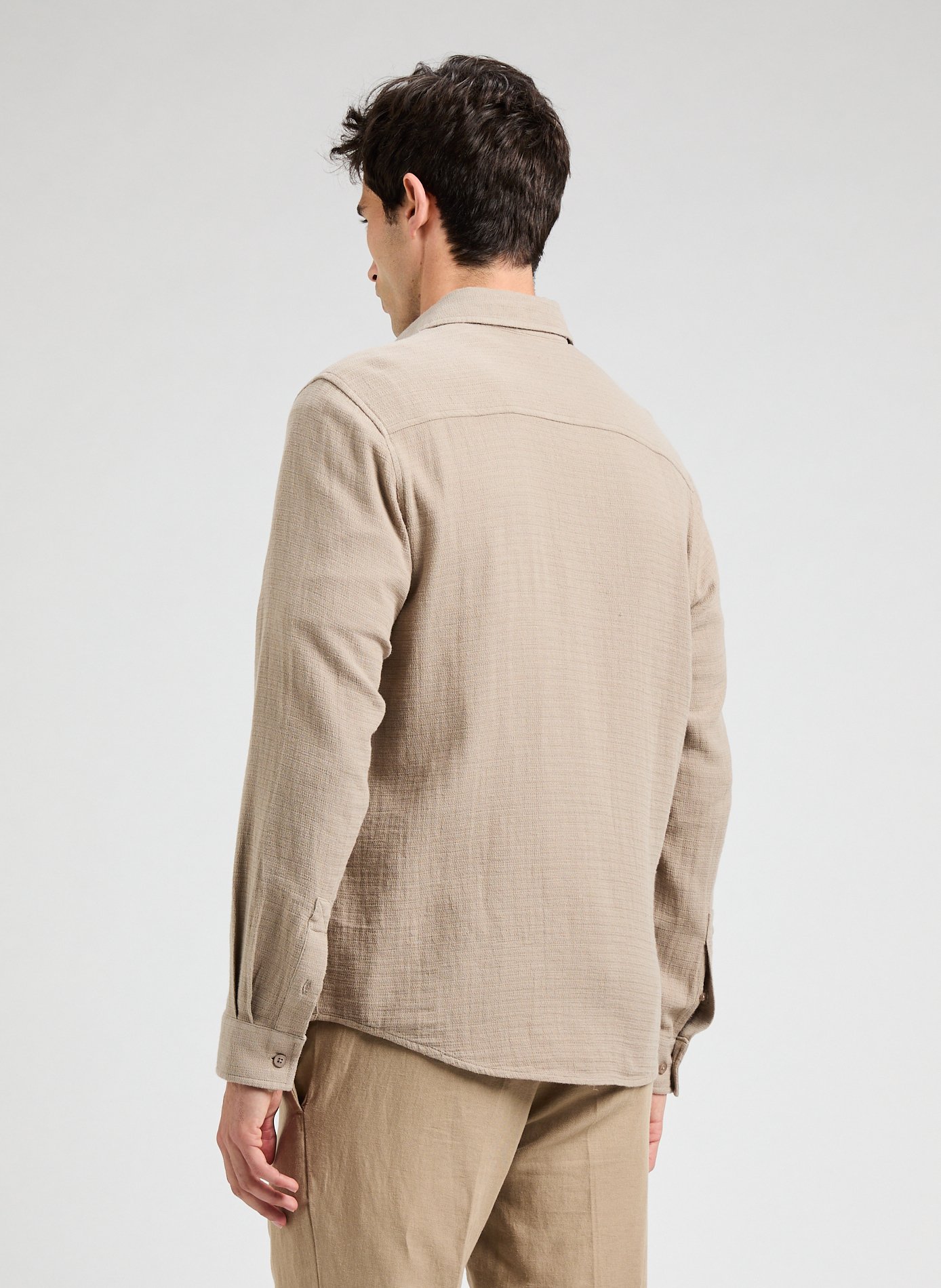 Chemise droite en lin et coton SAMSOE SAMSOE Marron