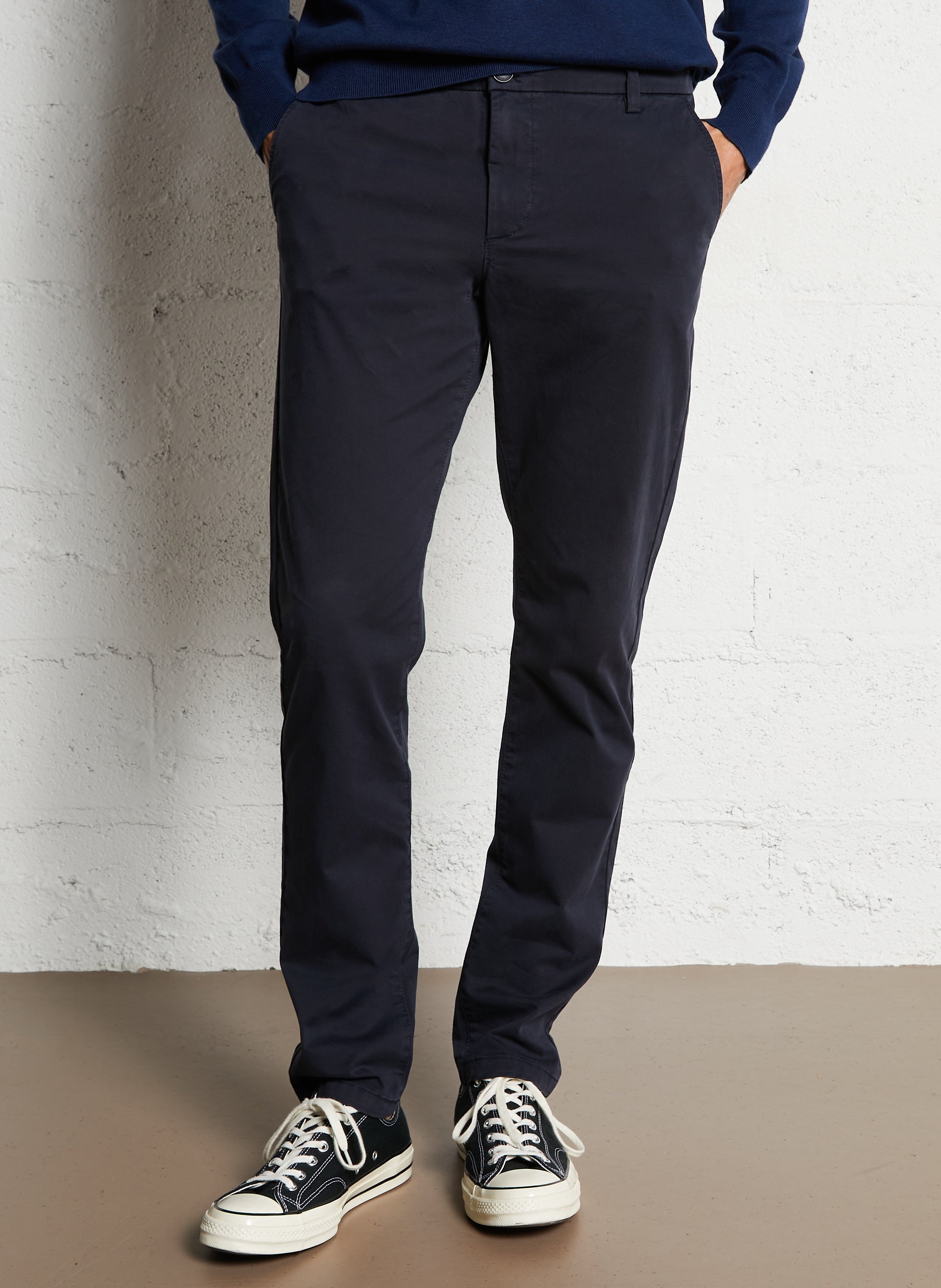 Pantalon droit en coton mélangé IKKS Bleu