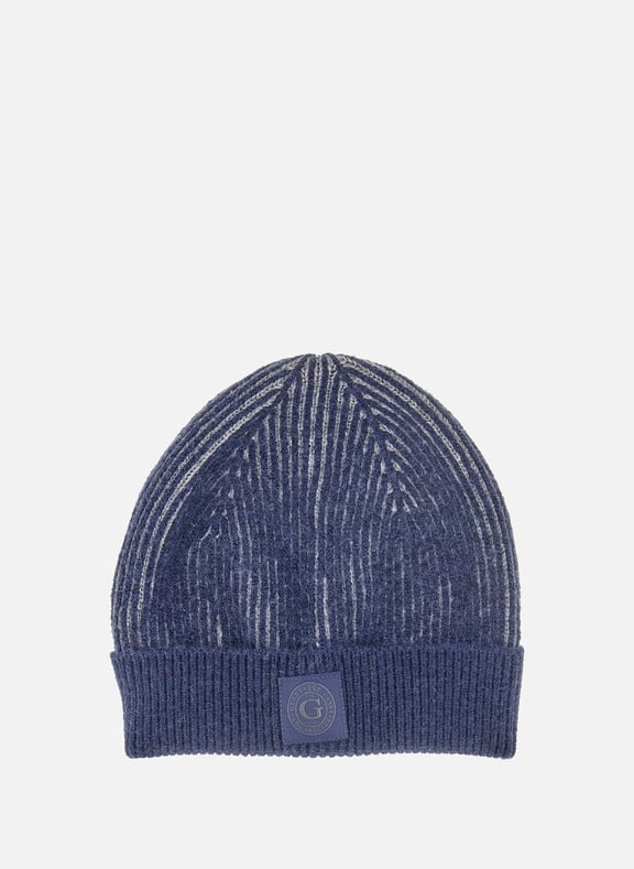 Bonnet côtelé à revers Bleu by GUESS GUESS Bonnet côtelé à revers Bleu