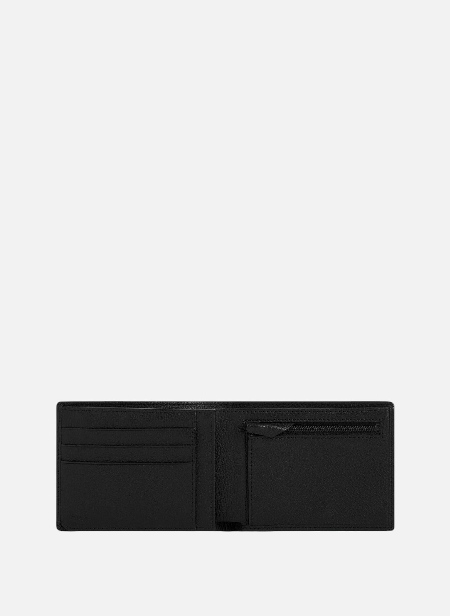 Portefeuille horizontal zippé 2 volets charles en cuir grainé LE TANNEUR Noir