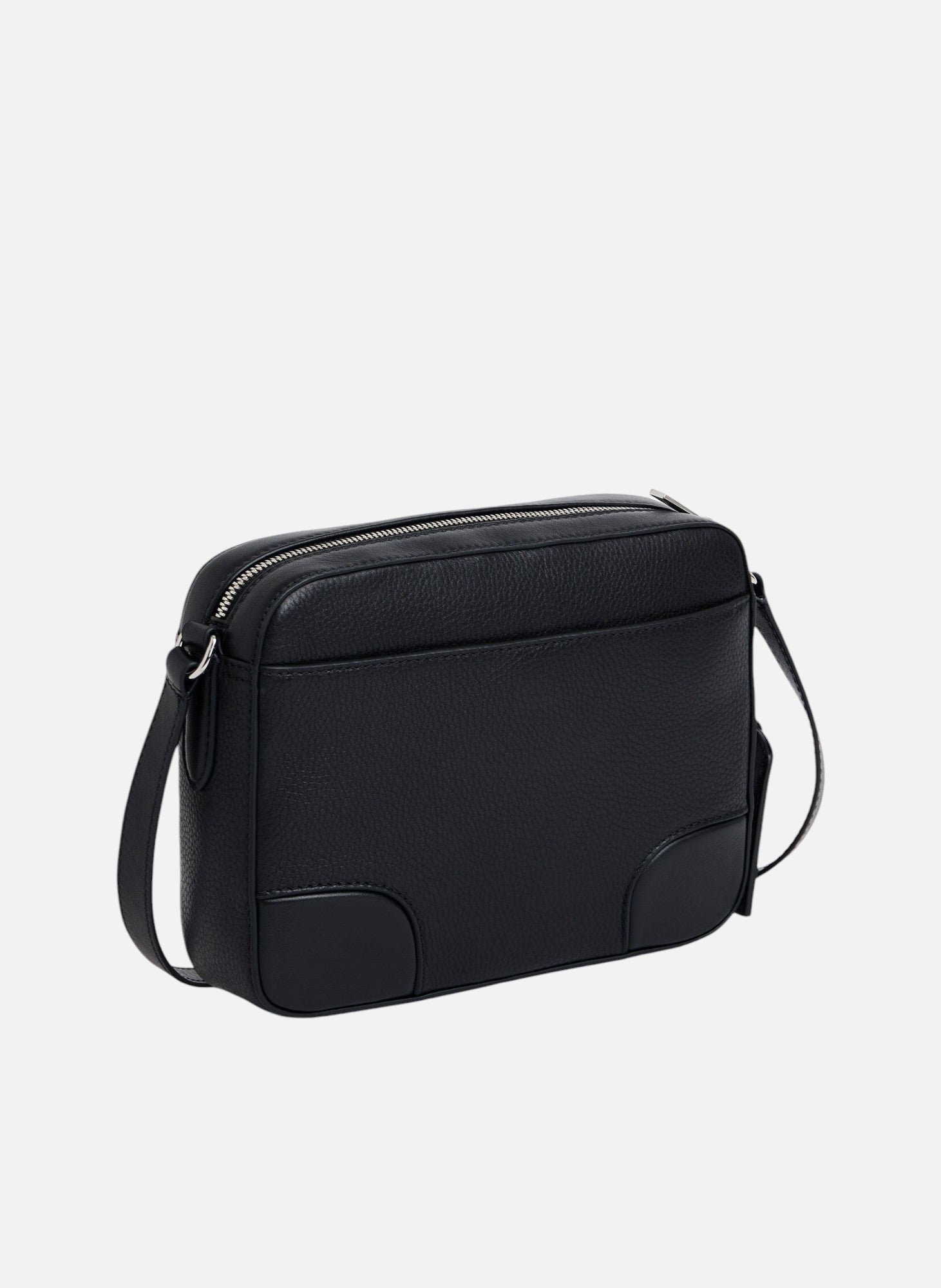 Sac bandoulière moyen modèle romy en cuir grainé et lisse LE TANNEUR Noir