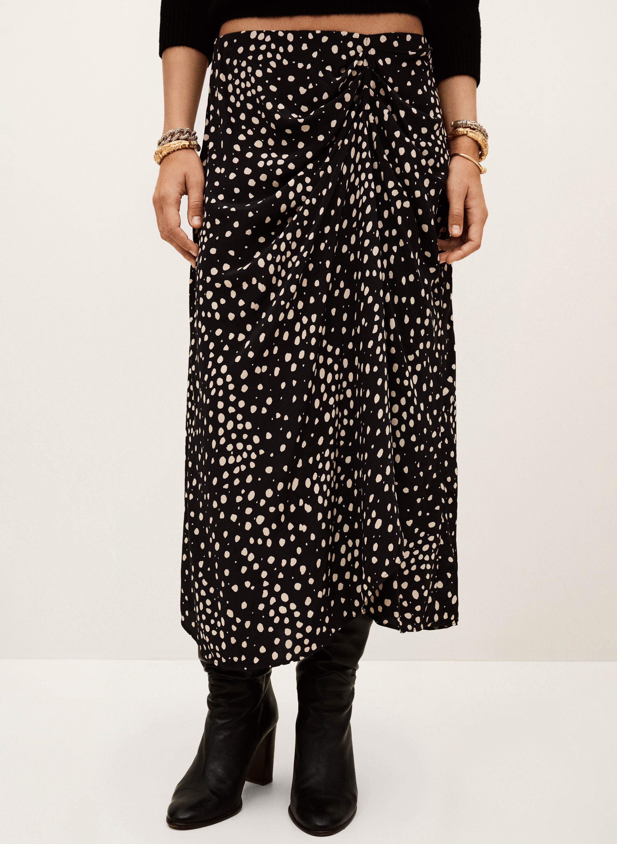 Jupe midi droite motif pois dopera BA&SH Bleu