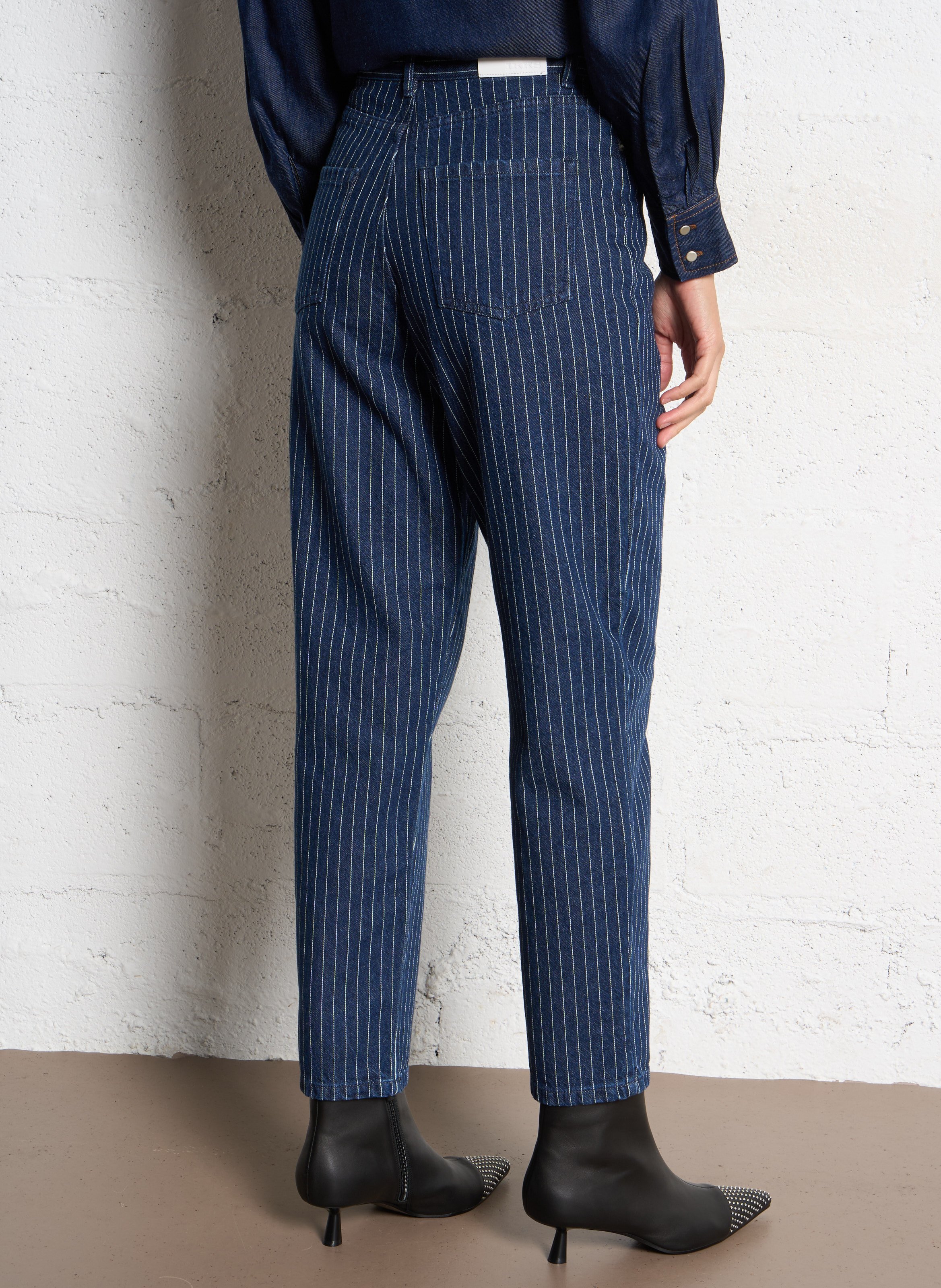 Jean droit à rayures ella IKKS Blanc