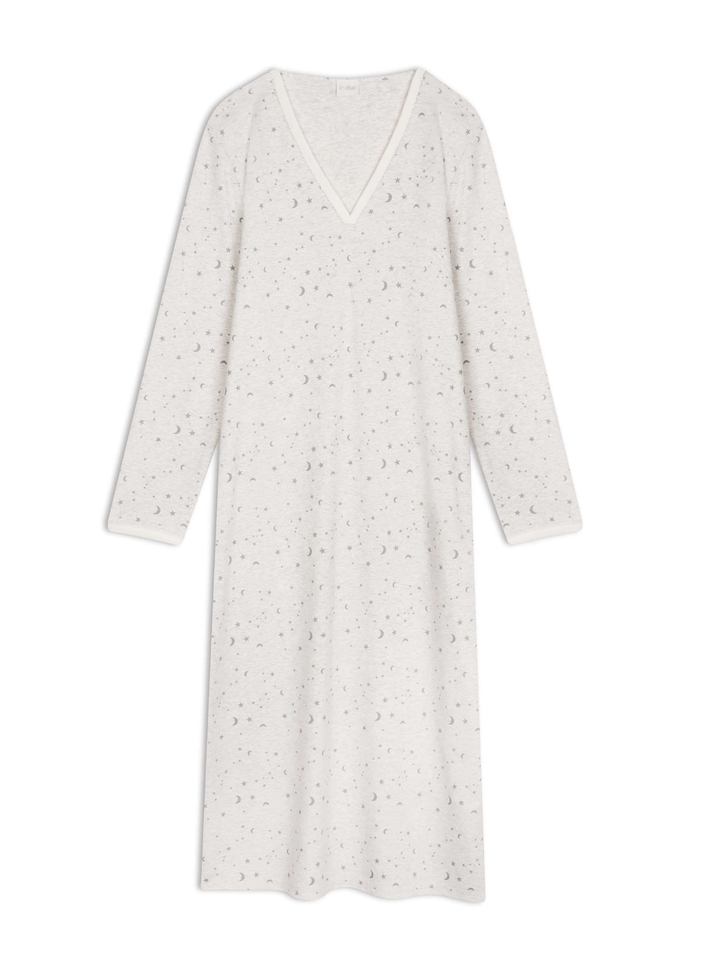 Chemise de nuit longue en coton luna 111 LE CHAT Gris