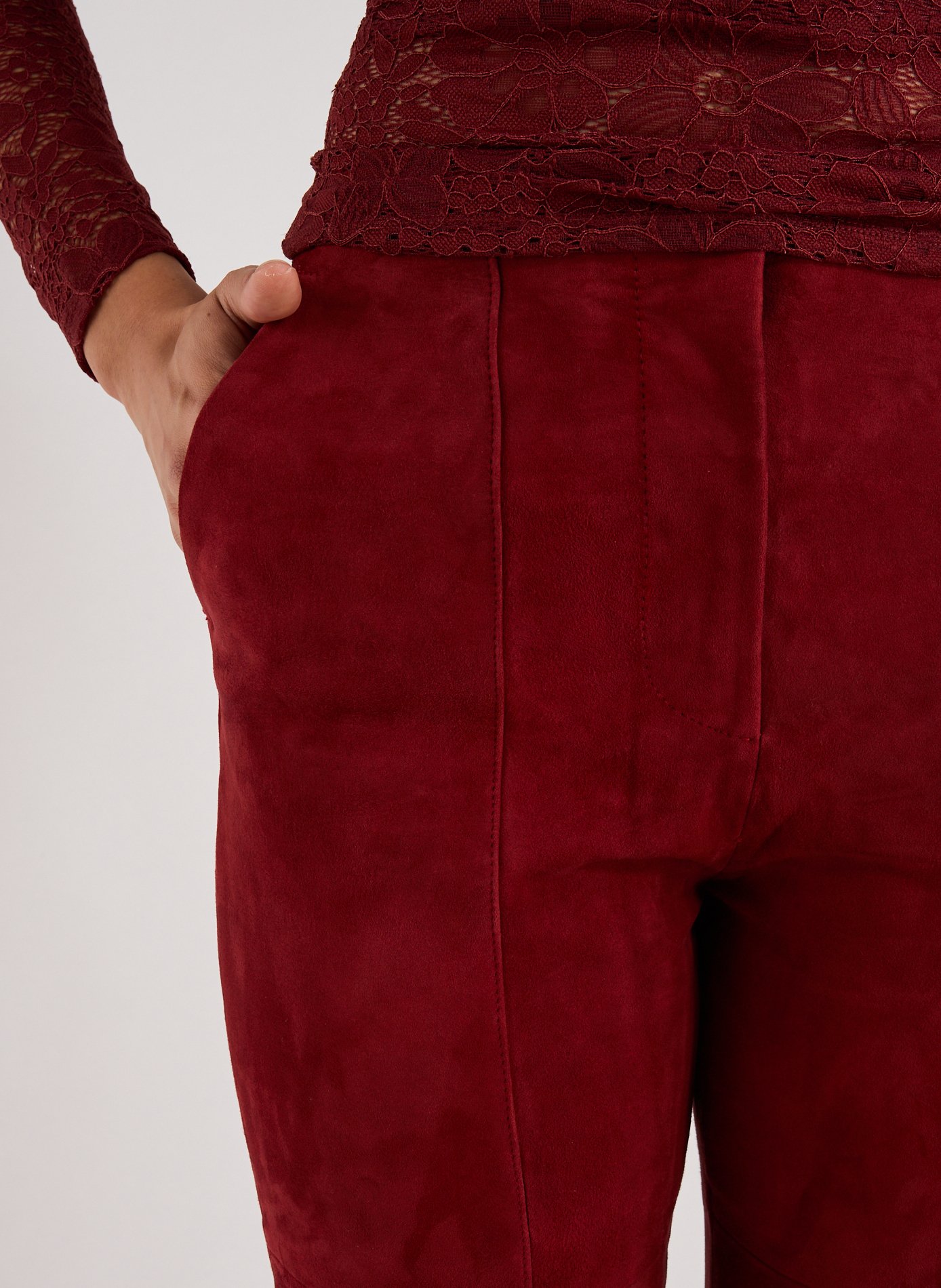 Flare leather pants in suede cowhide TOPSHOP Orange