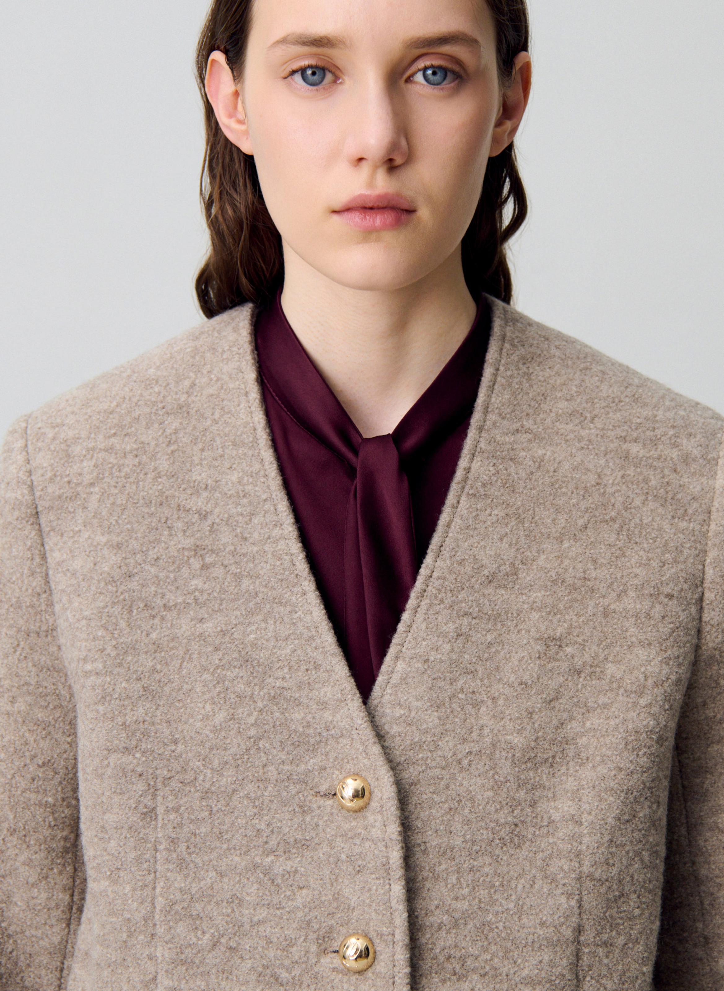 Veste droite en laine CLAUDIE PIERLOT Beige