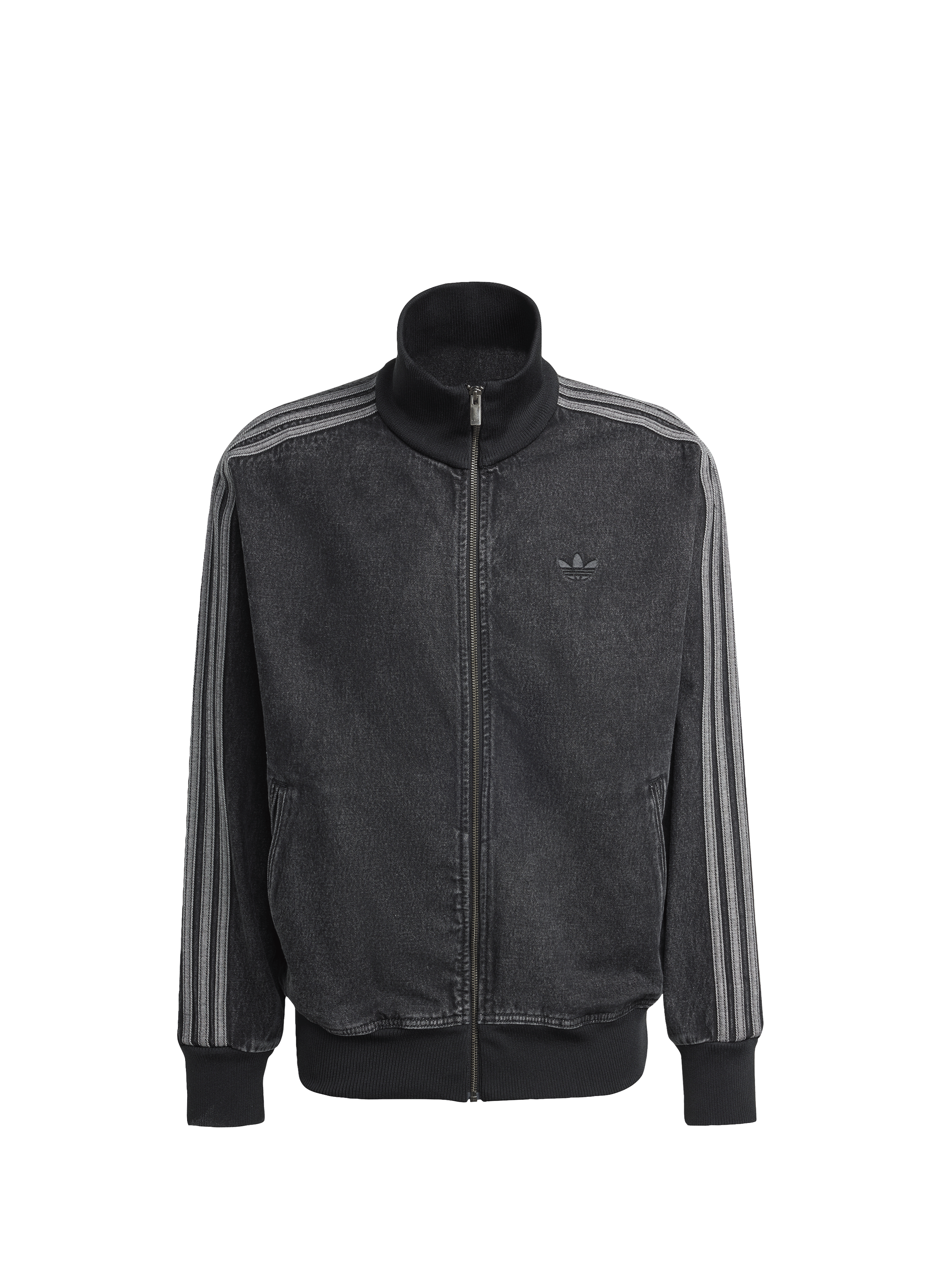Blouson denim col montant en coton ADIDAS Noir