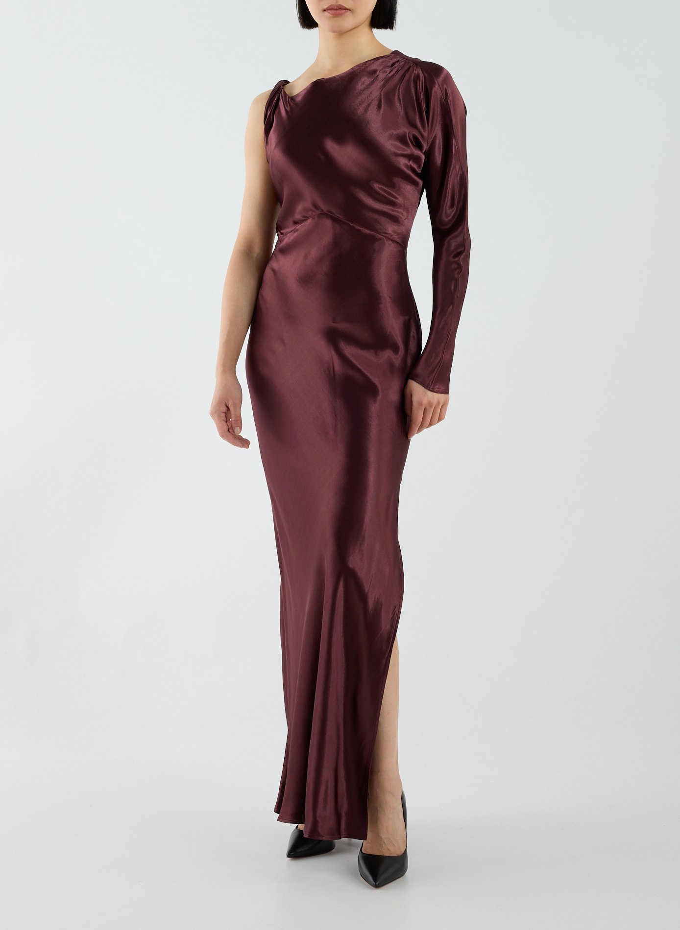 Robe longue satinée Tsivy asymétrique TOPSHOP Rouge