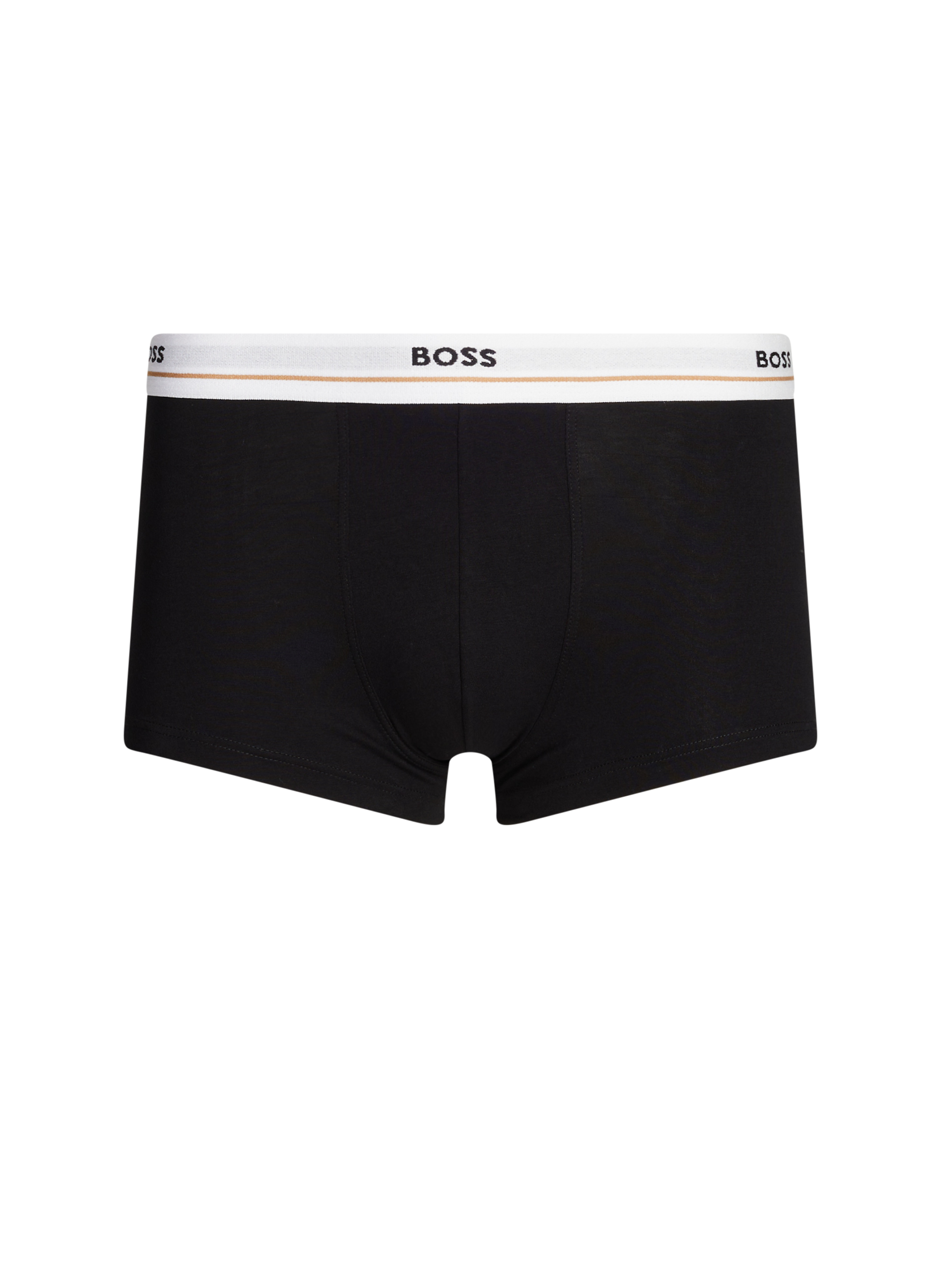 Lot de cinq boxers en coton stretch avec taille à logo BOSS Noir