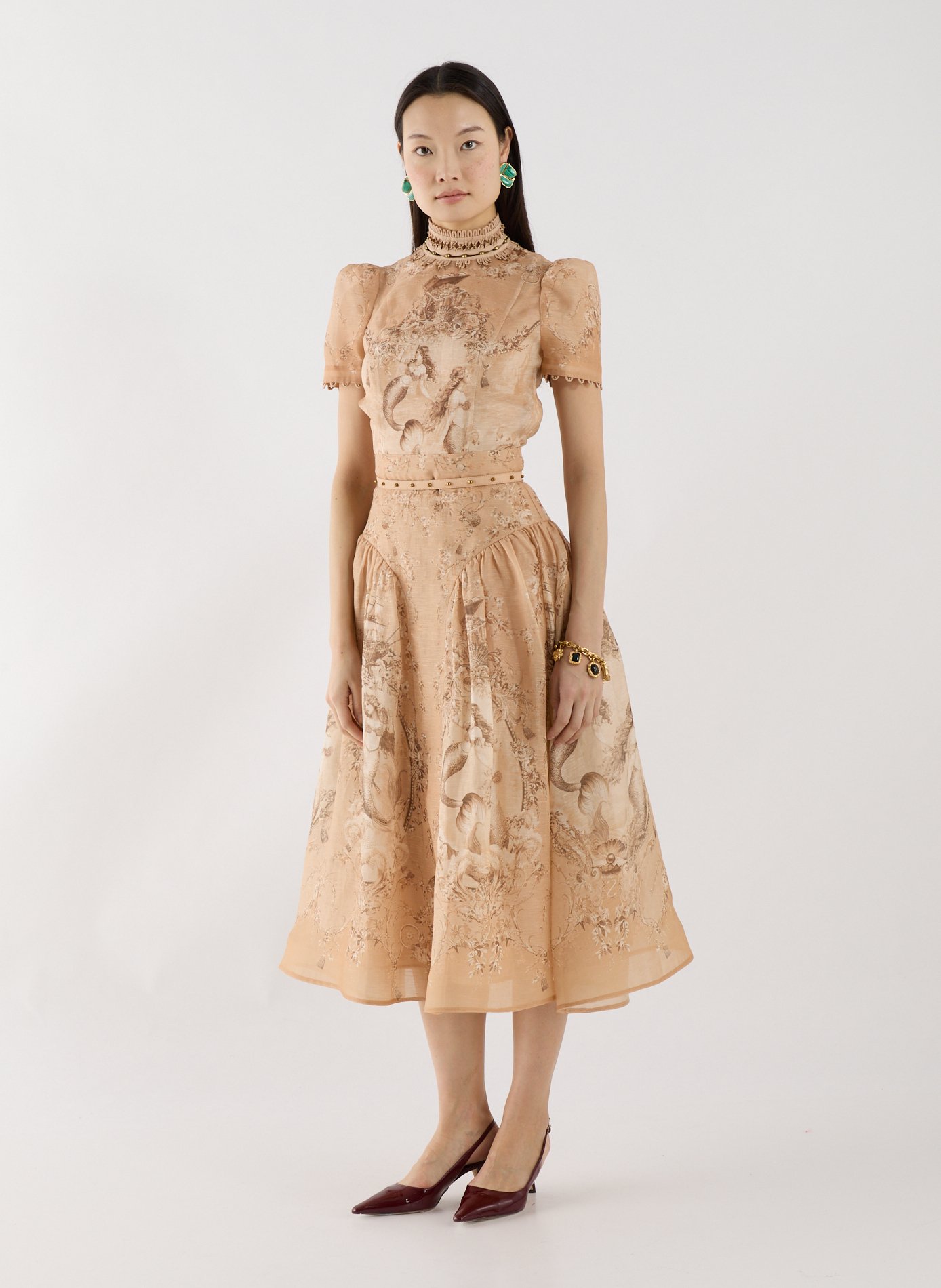 Midi skirt with linen and silk pattern ZIMMERMANN Multicolour