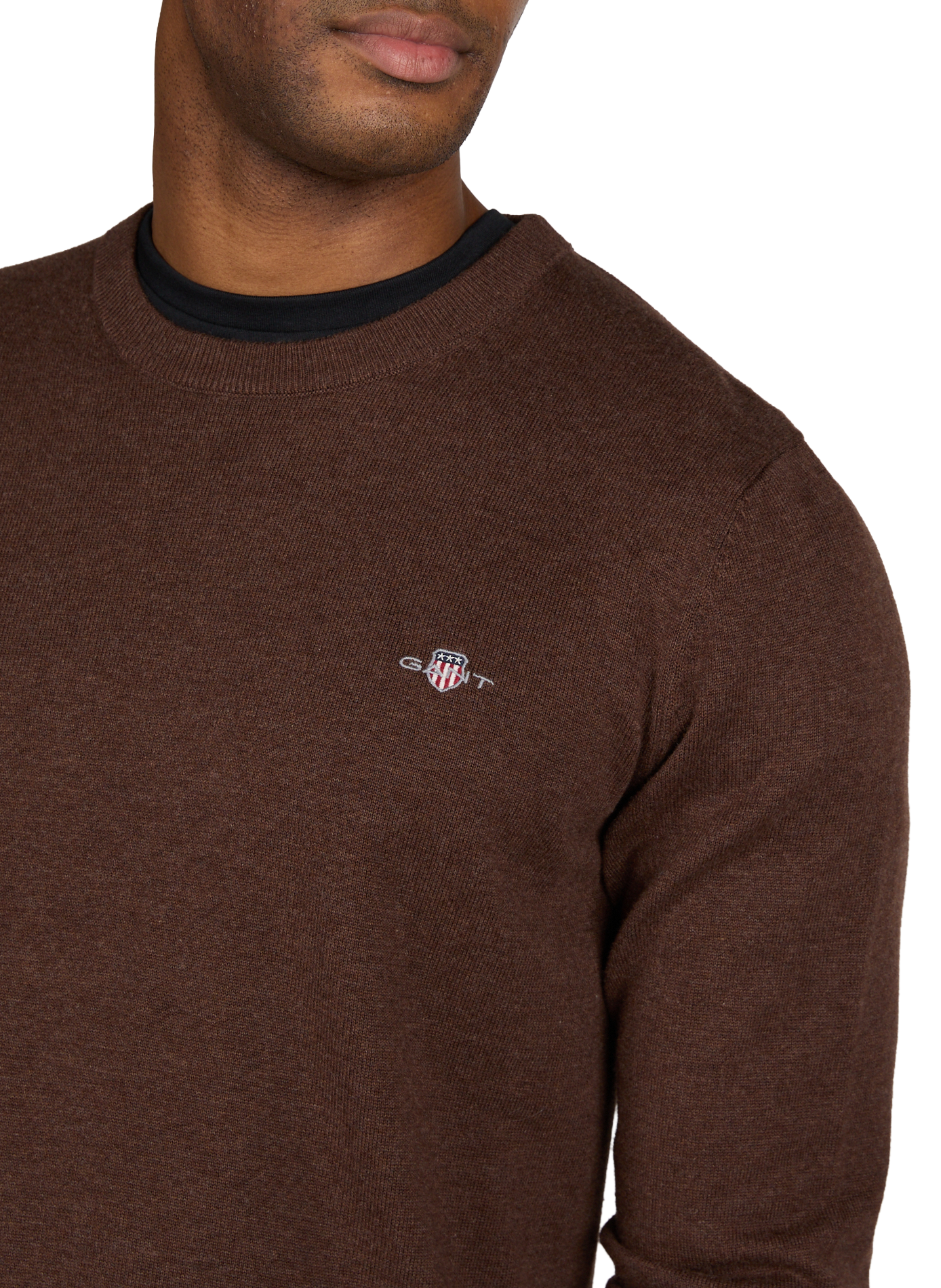 Pull col rond en coton GANT Marron