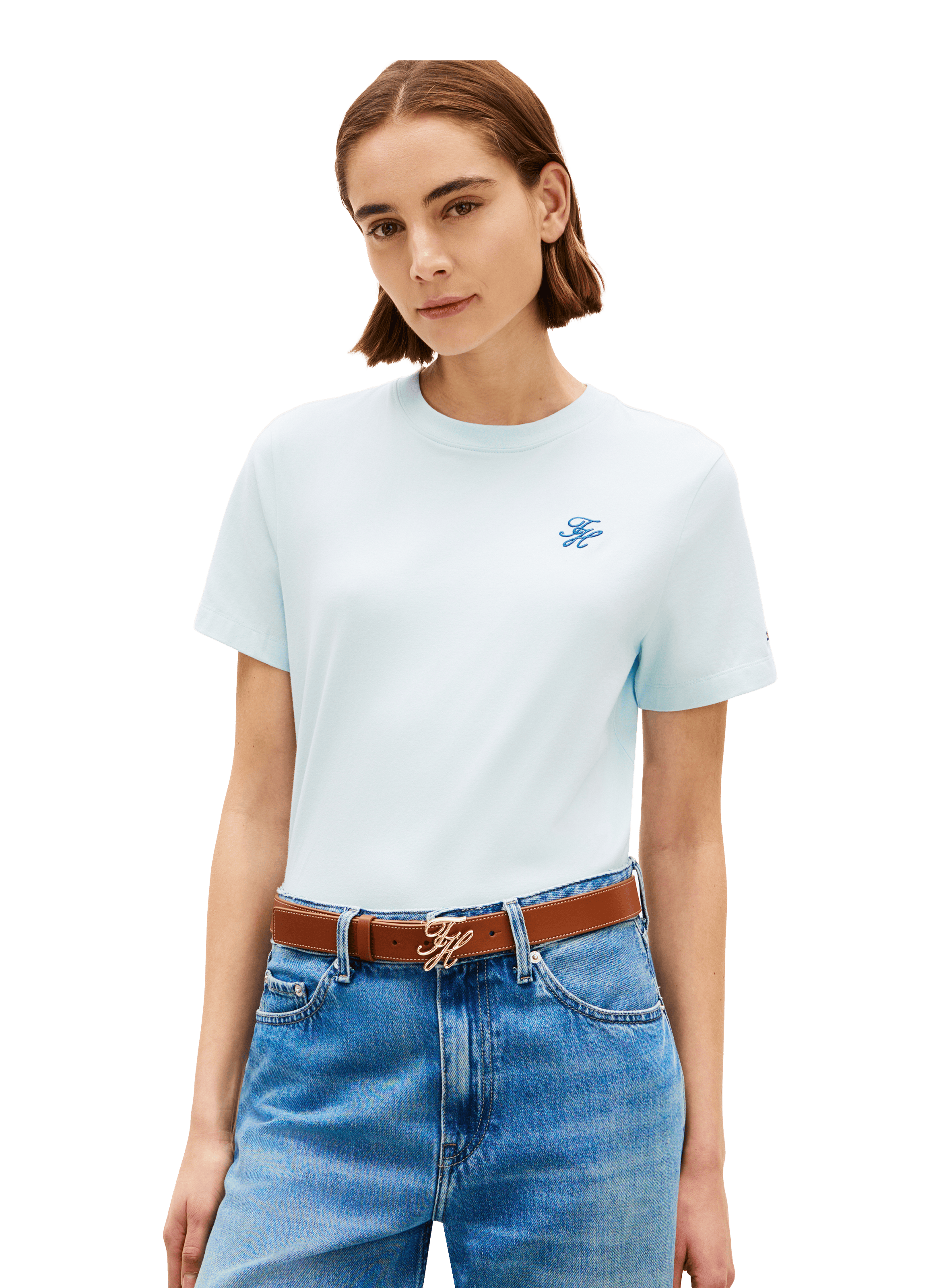 T-shirt avec logo en coton TOMMY HILFIGER Bleu