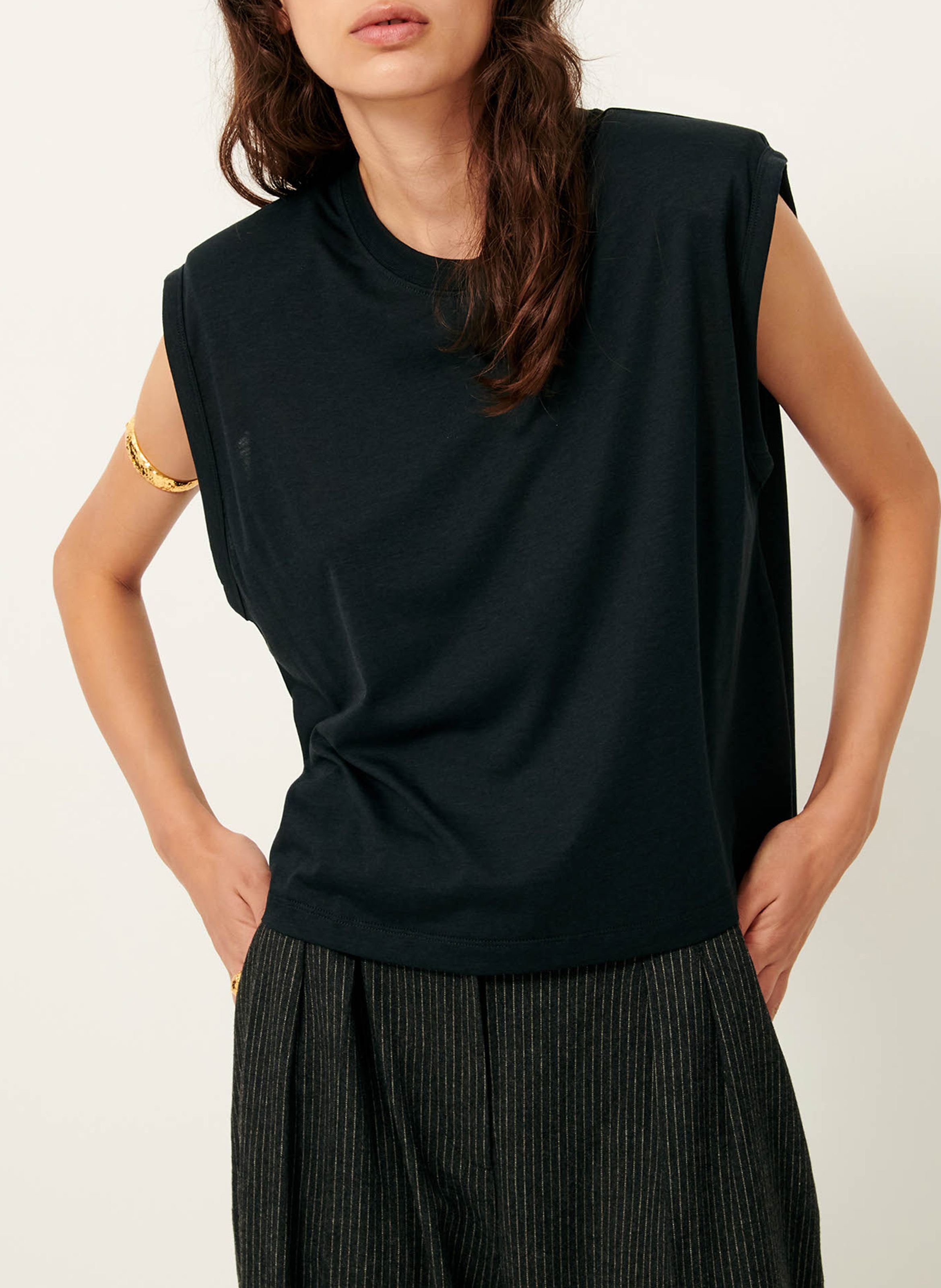 Tee-shirt ample col rond à épaulettes dee SESSUN Noir