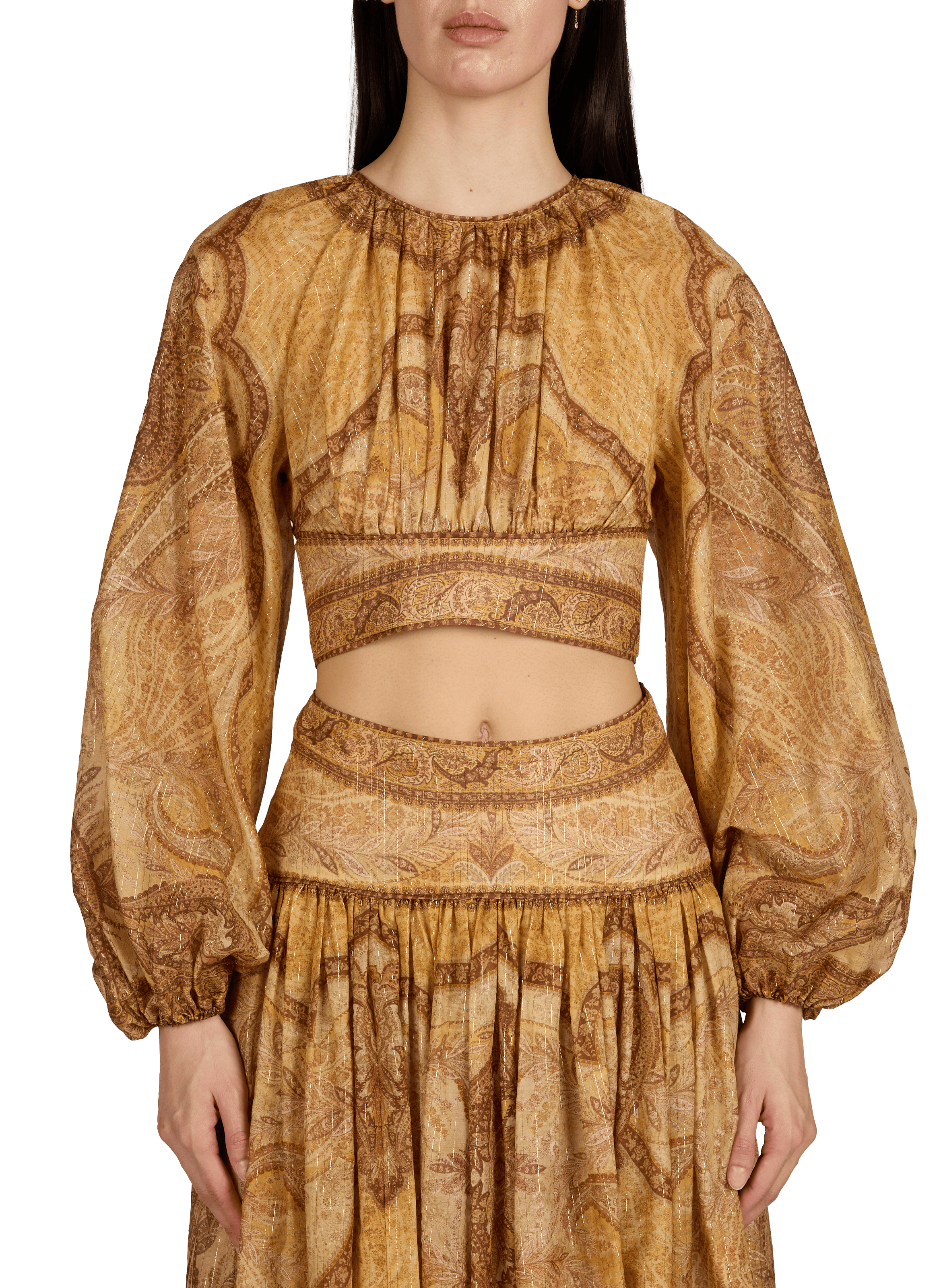 Top court imprimé en coton et soie mélangés ZIMMERMANN Multicolore