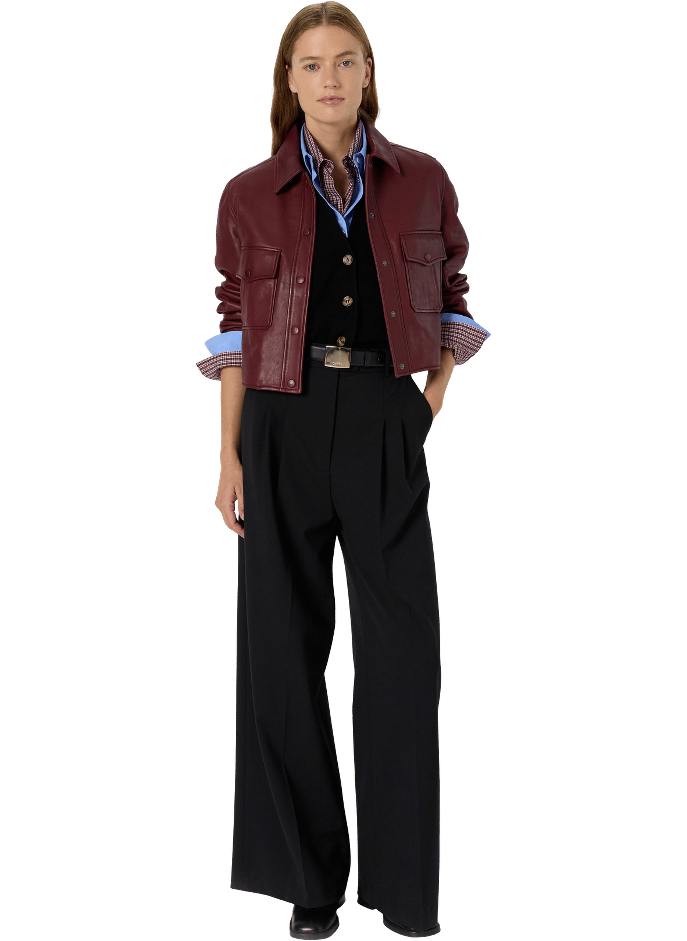 Veste courte en cuir bordeaux - noeve GERARD DAREL Rouge