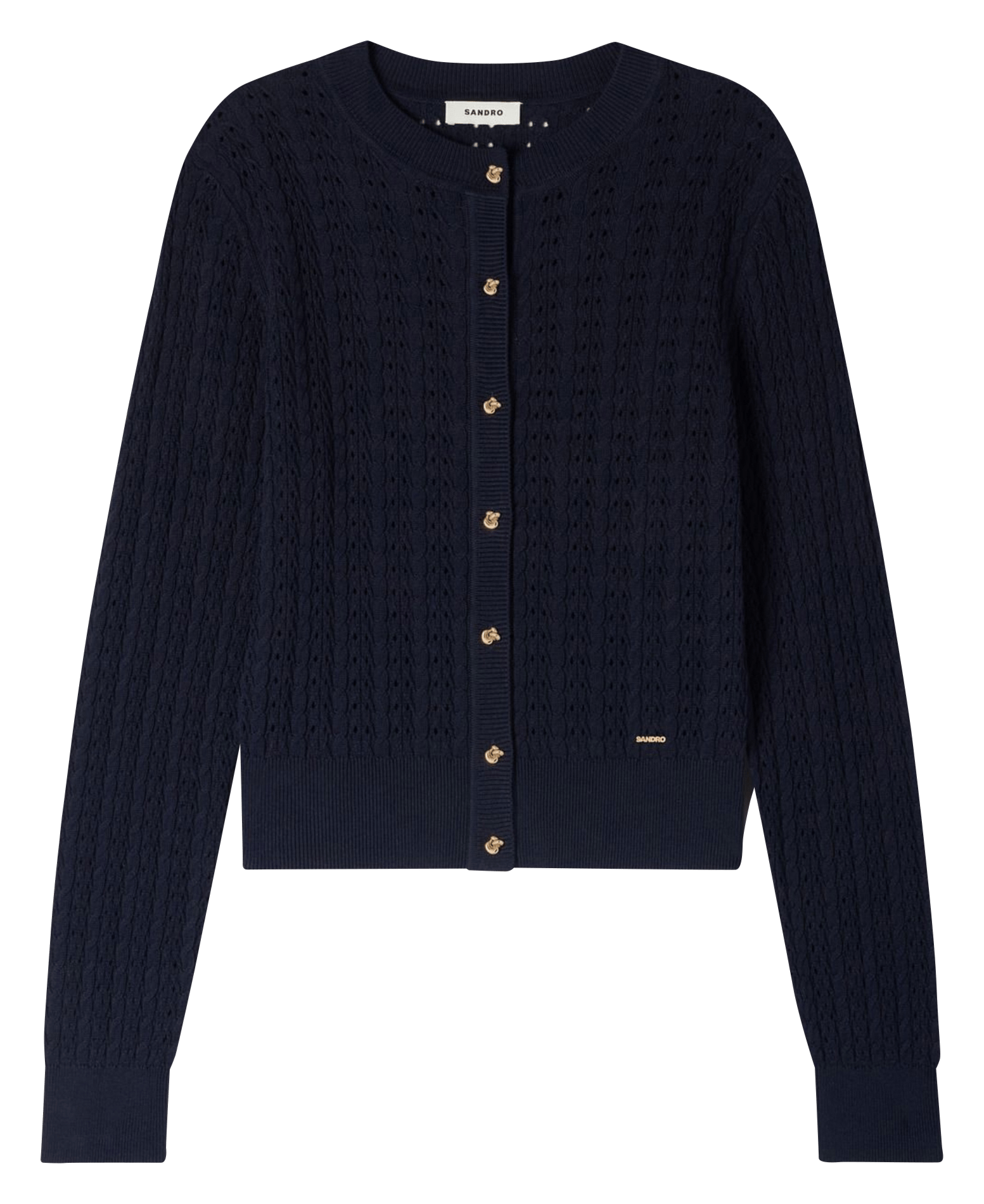 Cardigan boutonné en maille fantaisie SANDRO Bleu