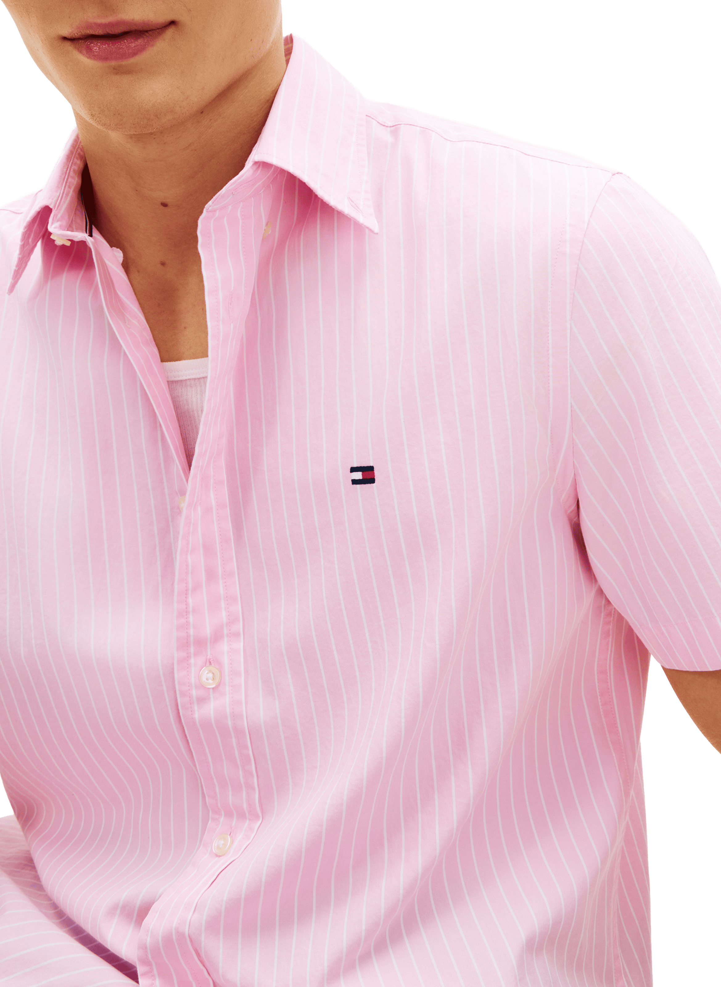 Chemise à rayures en coton TOMMY HILFIGER Rose