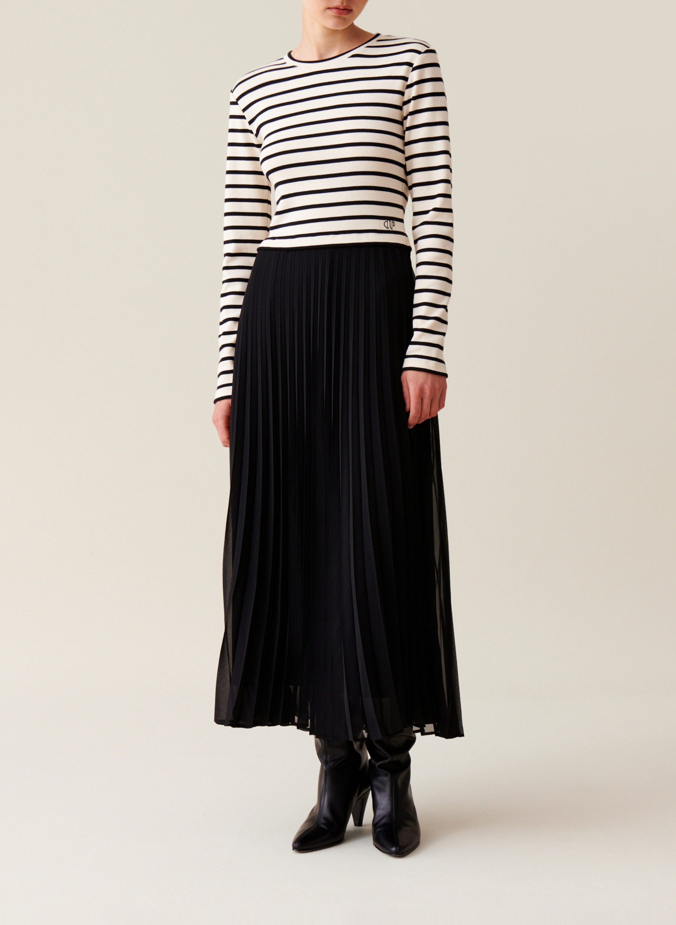 Robe trompe l'œil marinière en coton CLAUDIE PIERLOT Multicolore