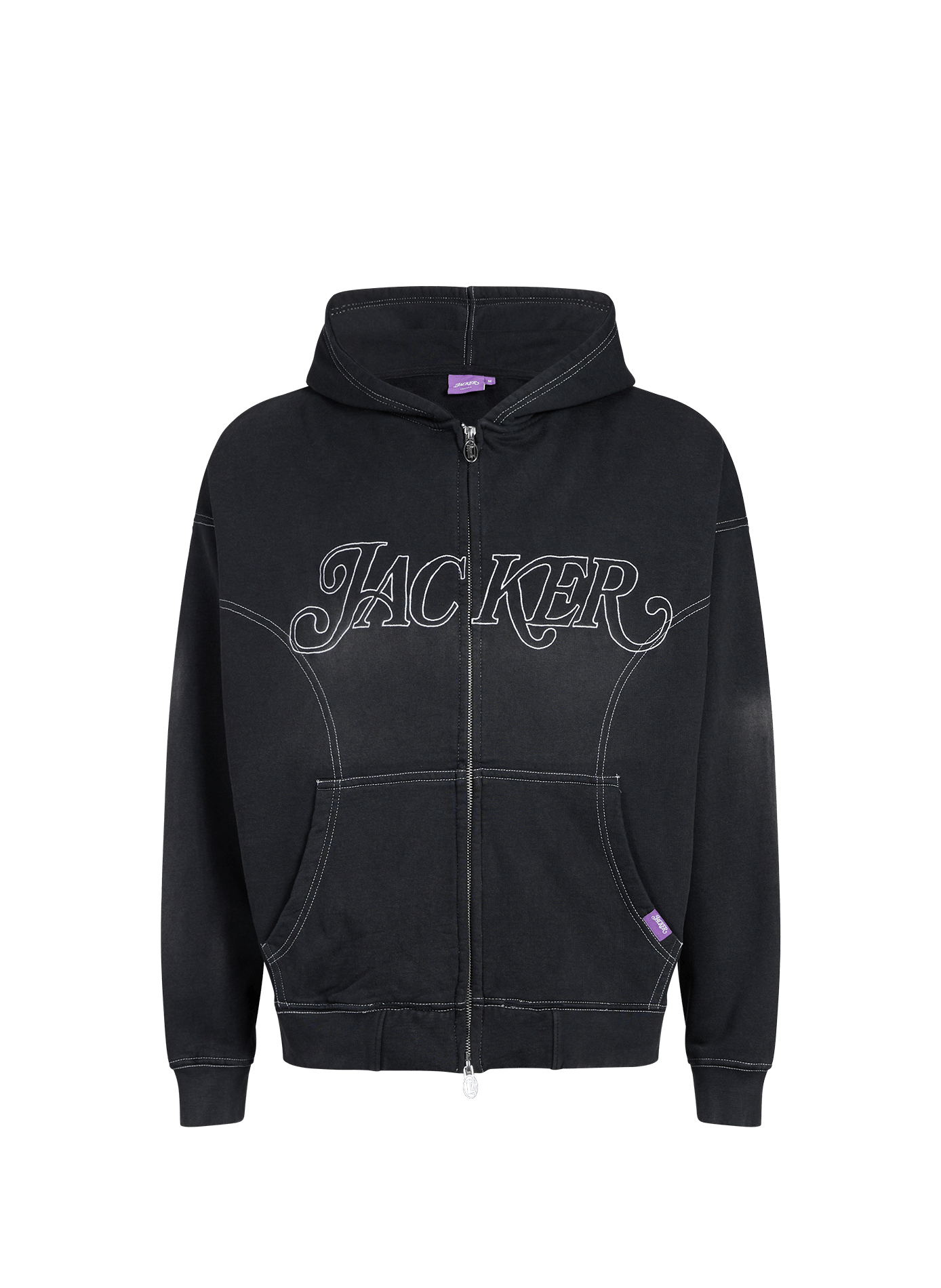 Hoodie brodé à capuche en coton JACKER. Noir