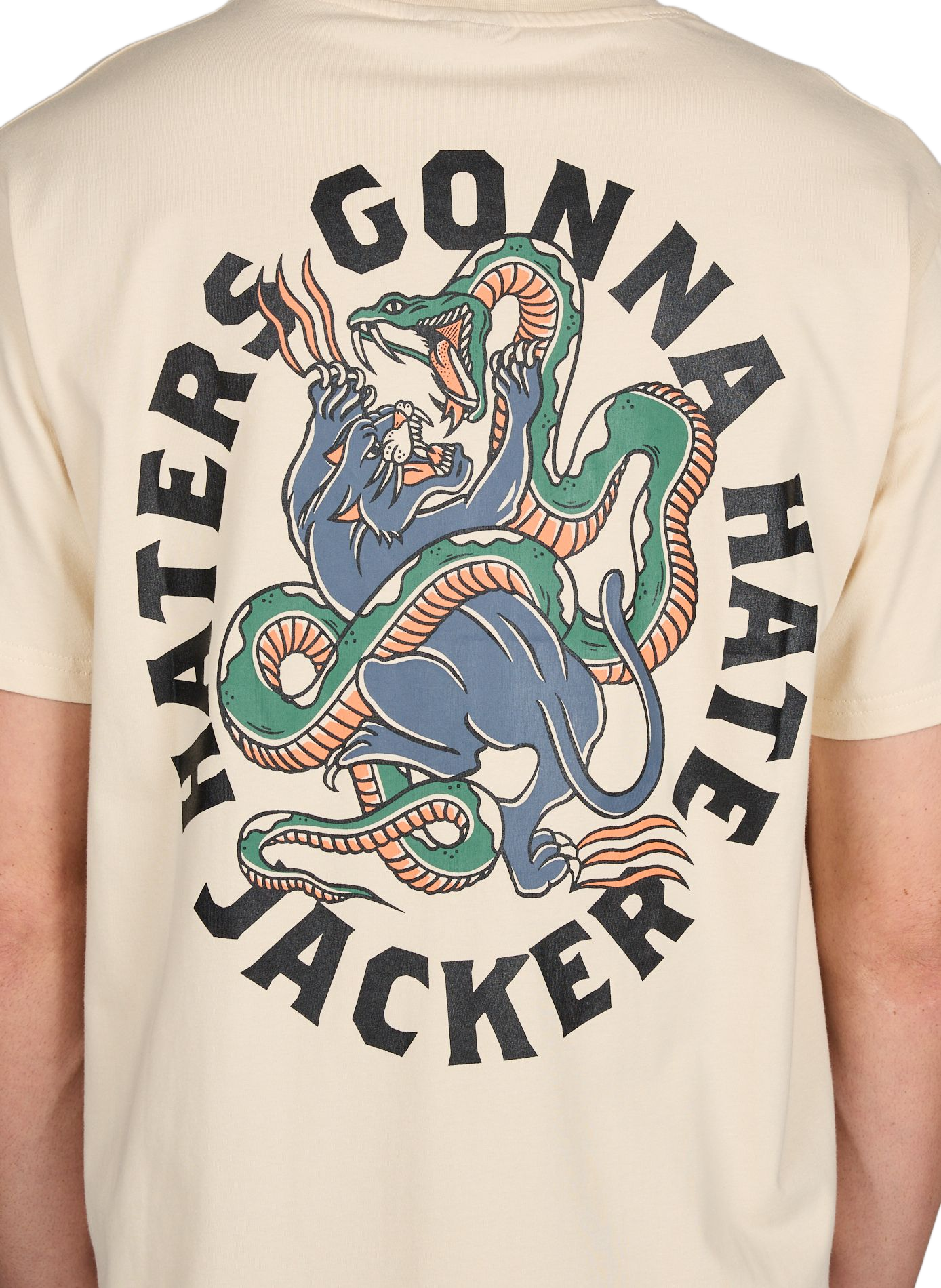 Biker-style cotton t-shirt JACKER. Beige