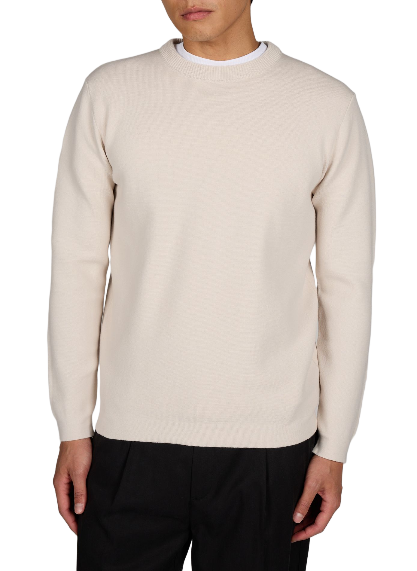 Pull uni à col rond en coton LAFAURIE Beige