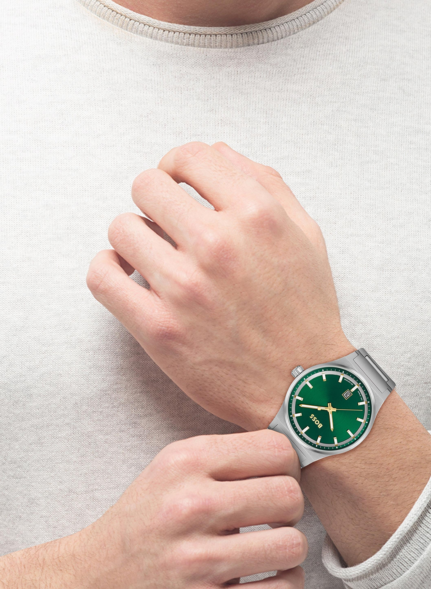 Montre quartz Candor en acier inoxydable BOSS MONTRES Vert