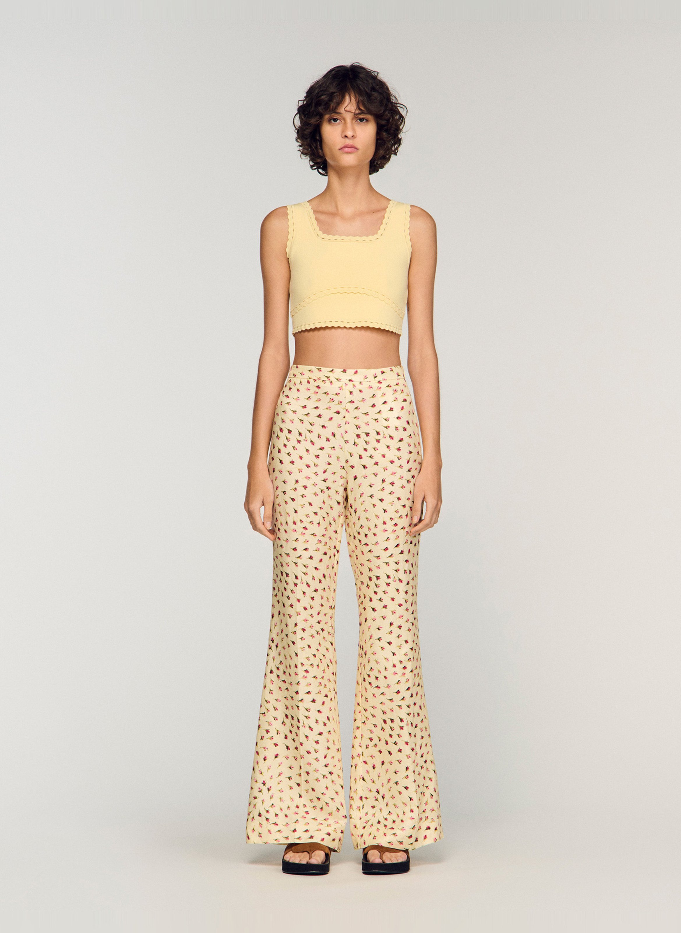 Pantalon droit imprimé SANDRO Beige