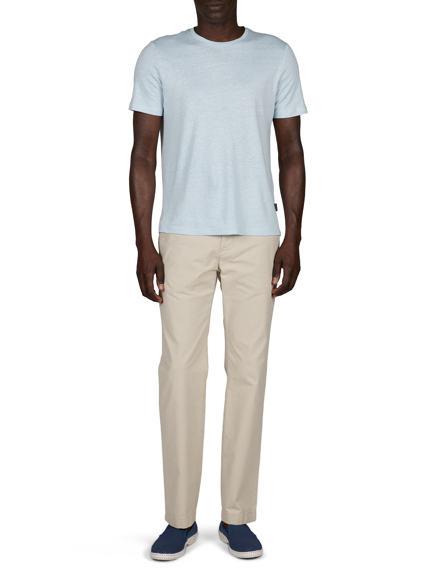 Rundhalsausschnitt T-Shirt aus Leinen PIERRE CARDIN Blau