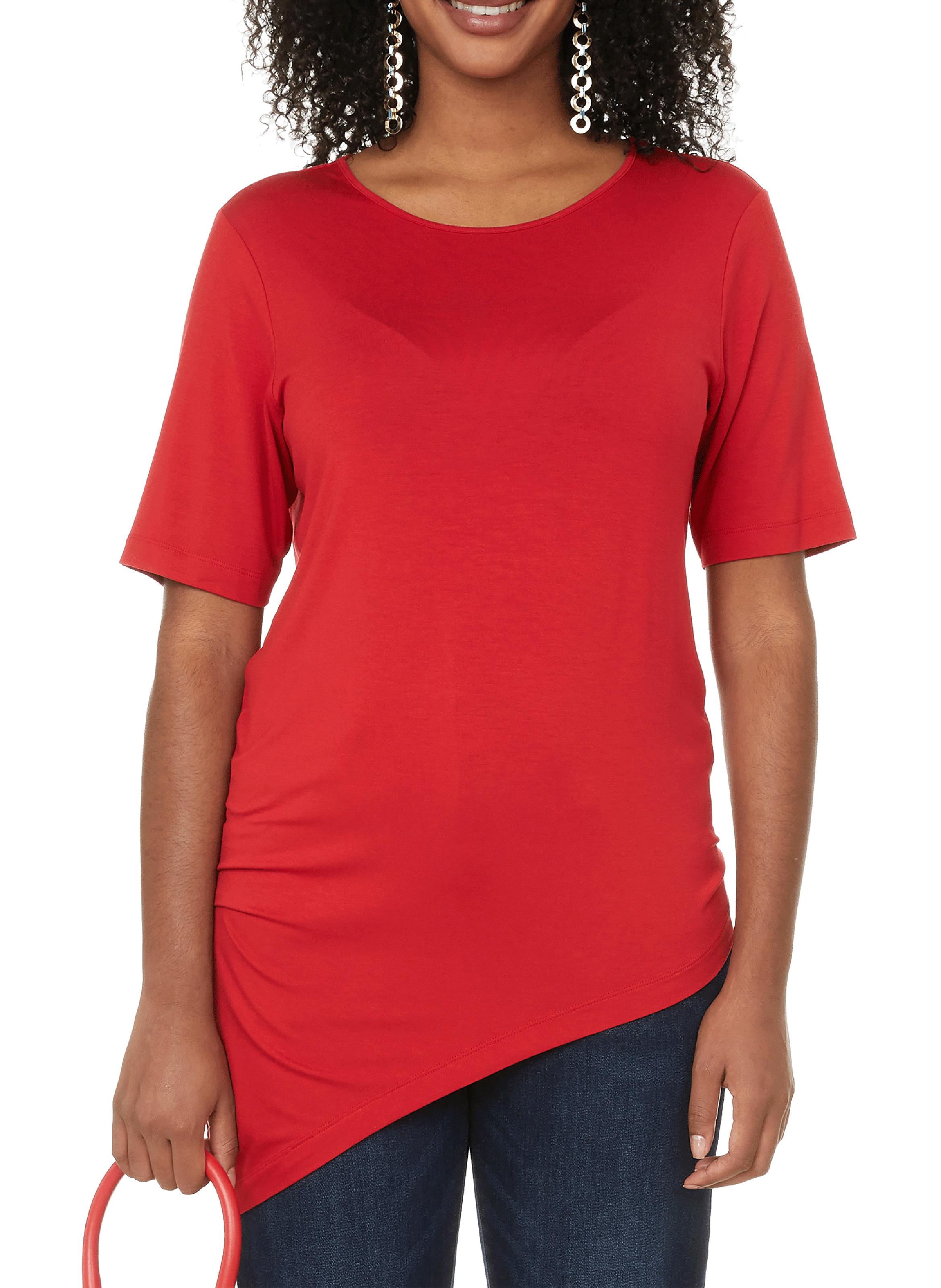 Genevette asymmetric round-neck stretch viscose T-shirt UNIVERSAL STANDARD Red
