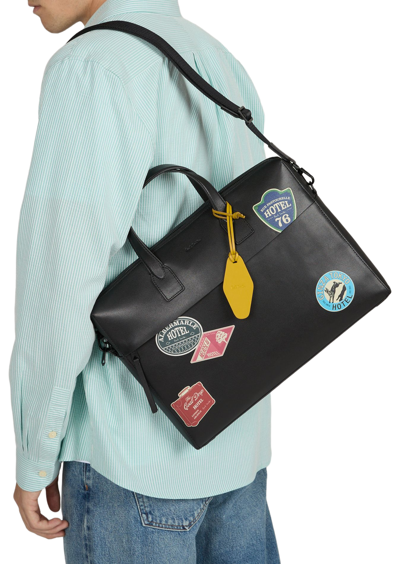 Porte-documents Hotel Stickers en cuir  | Noir PAUL SMITH Homme