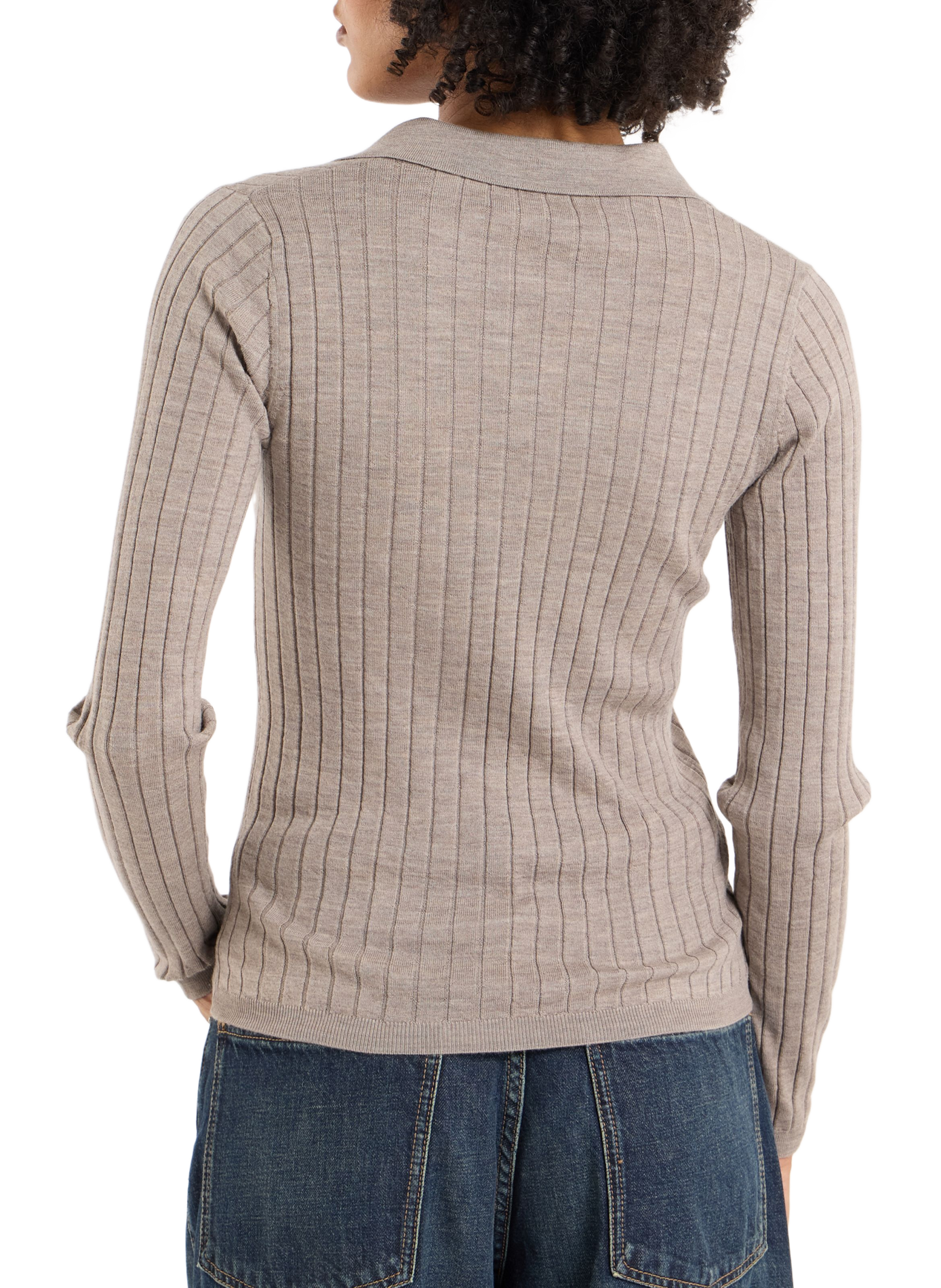 Ribbed wool polo neck sweater SAISON 1865 Grey