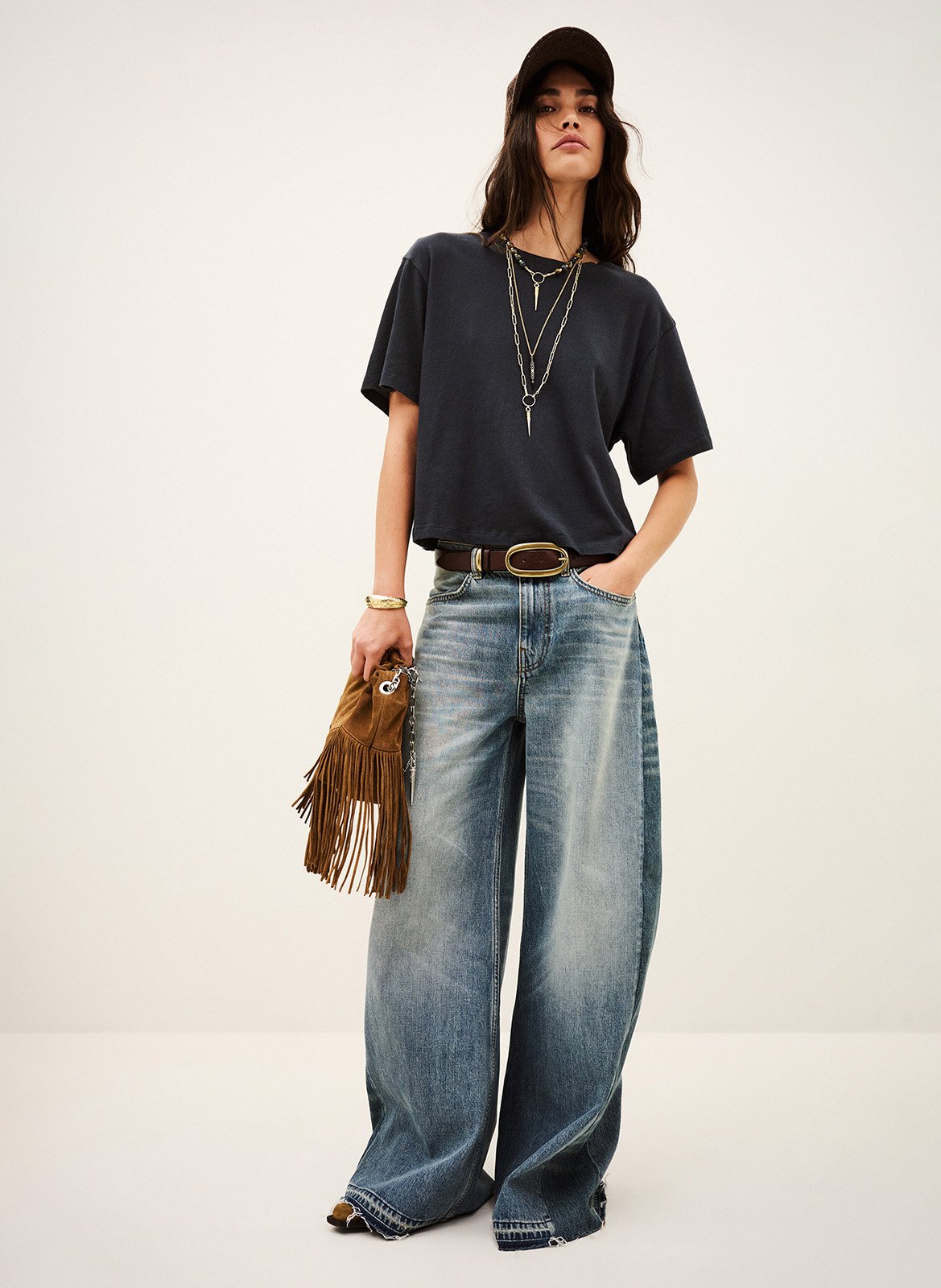 T-shirt met zeefdruk op de achterkant BA&SH Blauw