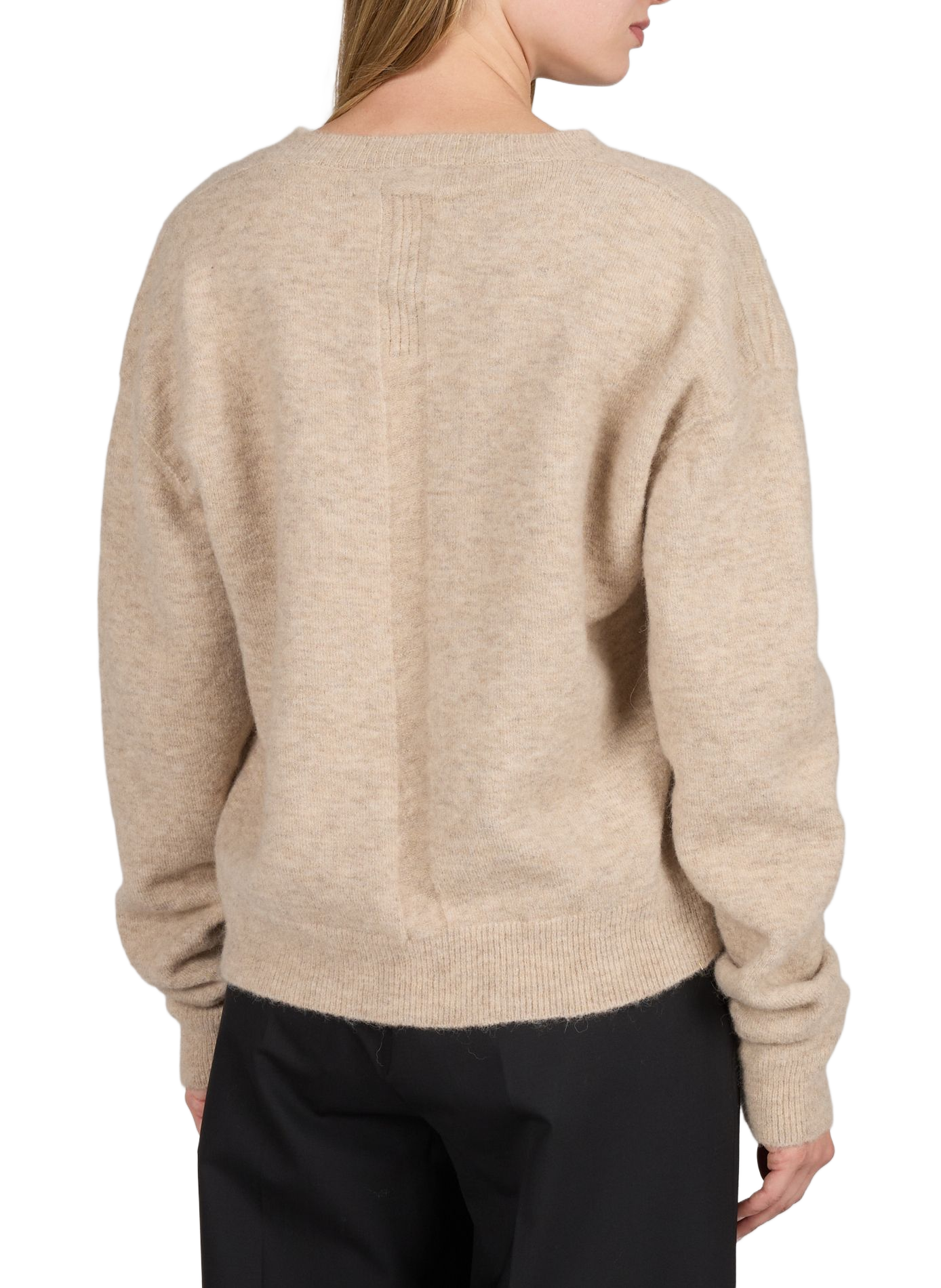 Weiter geschnittener V-Ausschnitt-Pullover aus gemischtem Alpakawolle RICK OWENS Braun