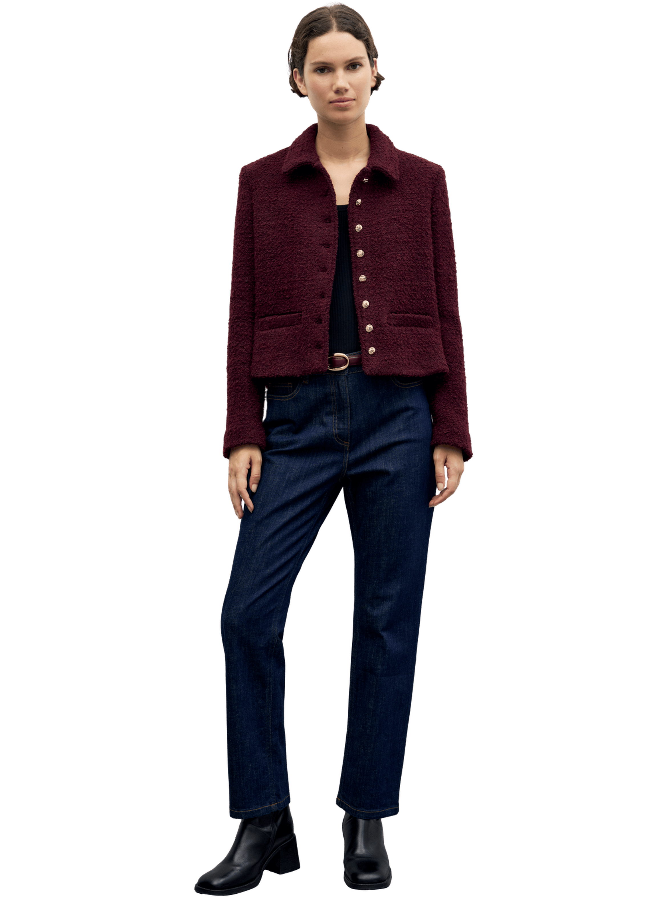 Veste en tweed à boutons dorés - julie GERARD DAREL Violet
