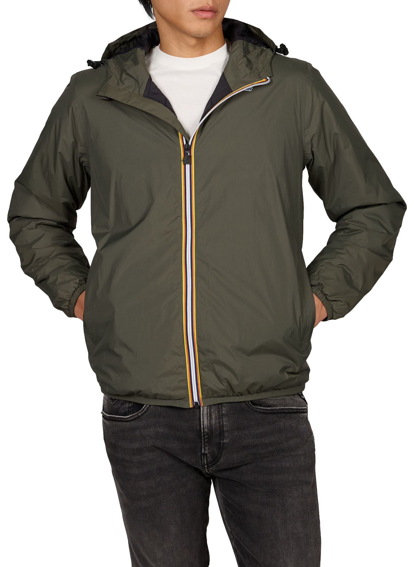 Blouson droit à capuche K-WAY Vert