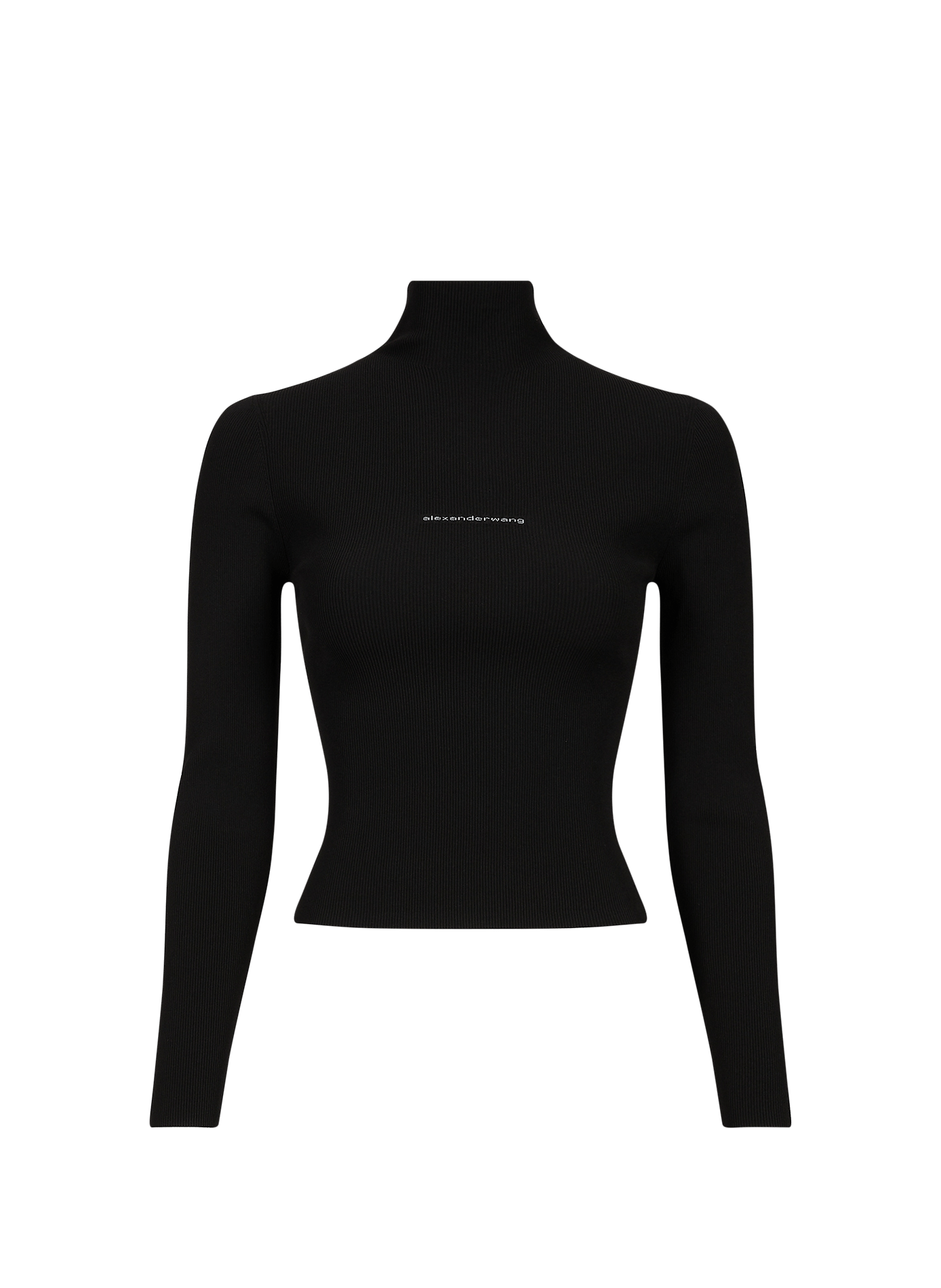 High-neck knit sweater with logo ALEXANDER WANG Black
