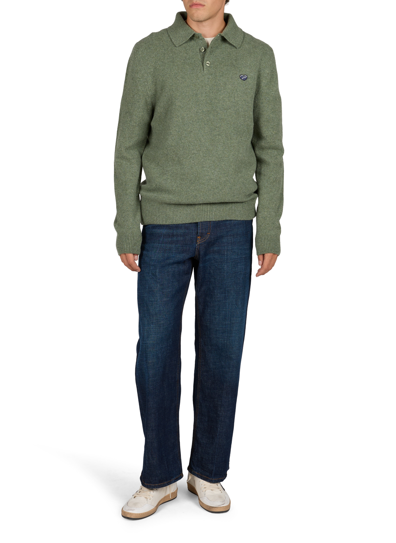 Straight wool long-sleeve polo MAISON LABICHE Green