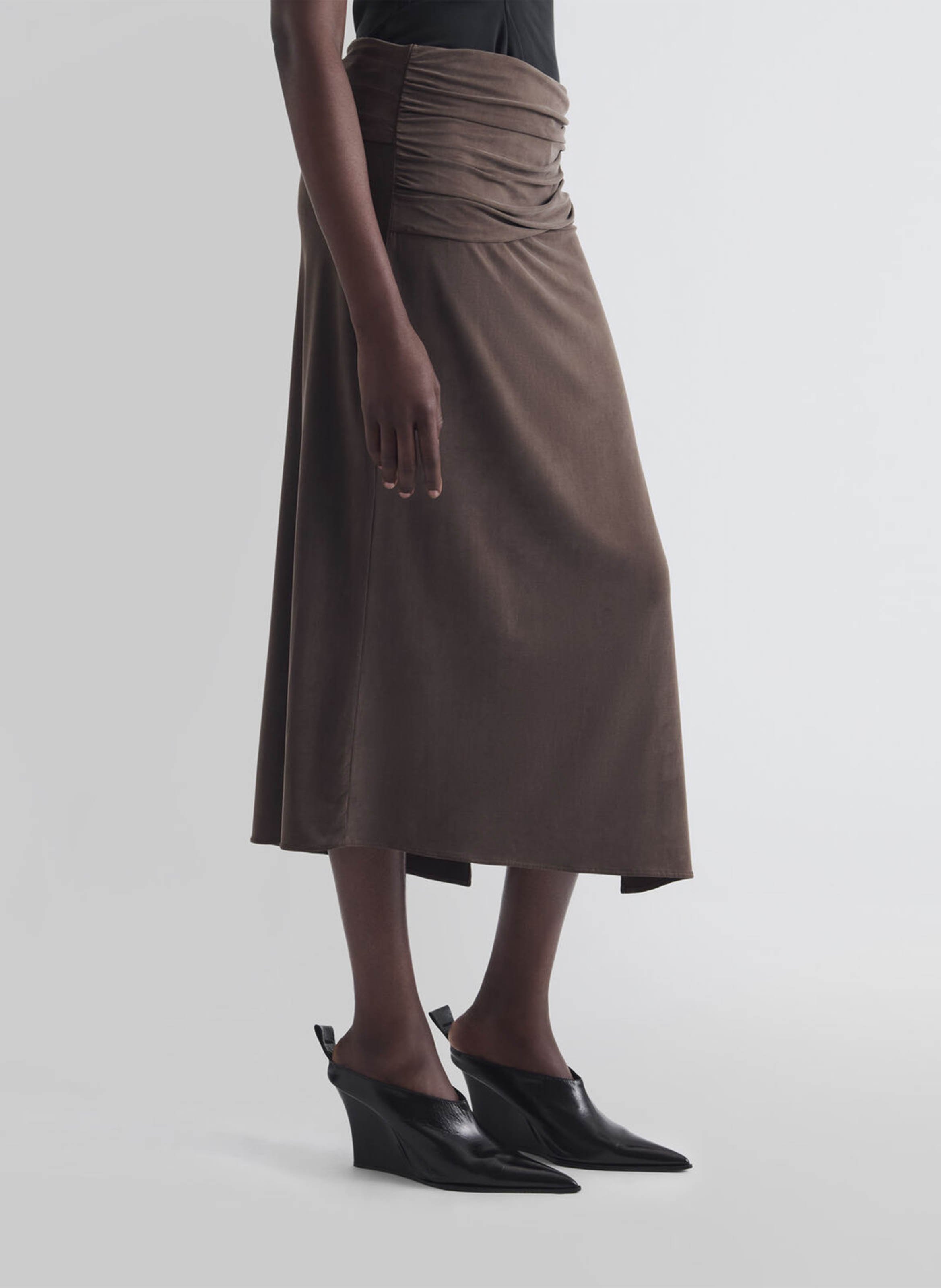 Jupe midi fendue avec drapé emeraude IRO Marron
