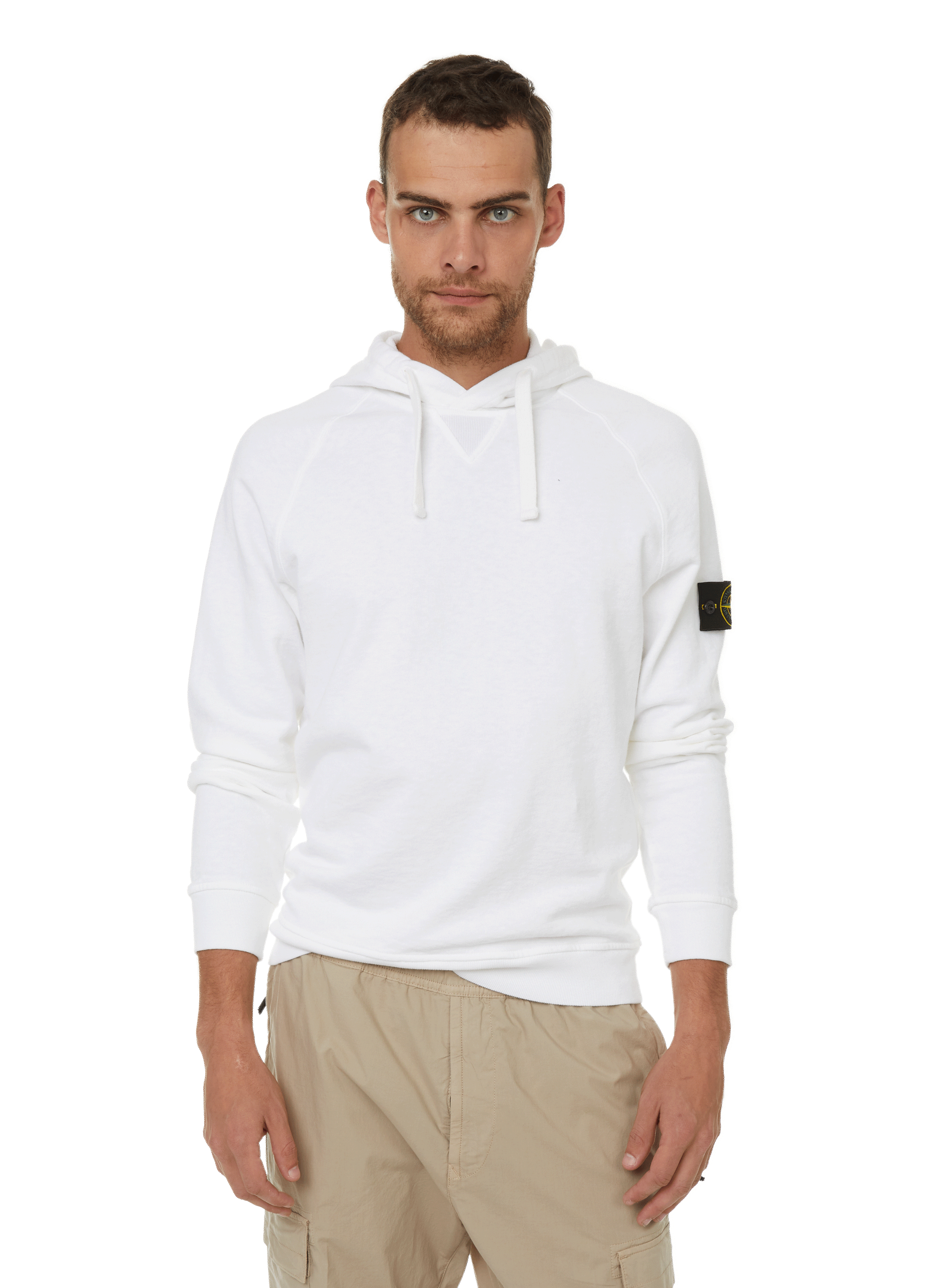 STONE ISLAND Hoodie en jersey de coton Blanc