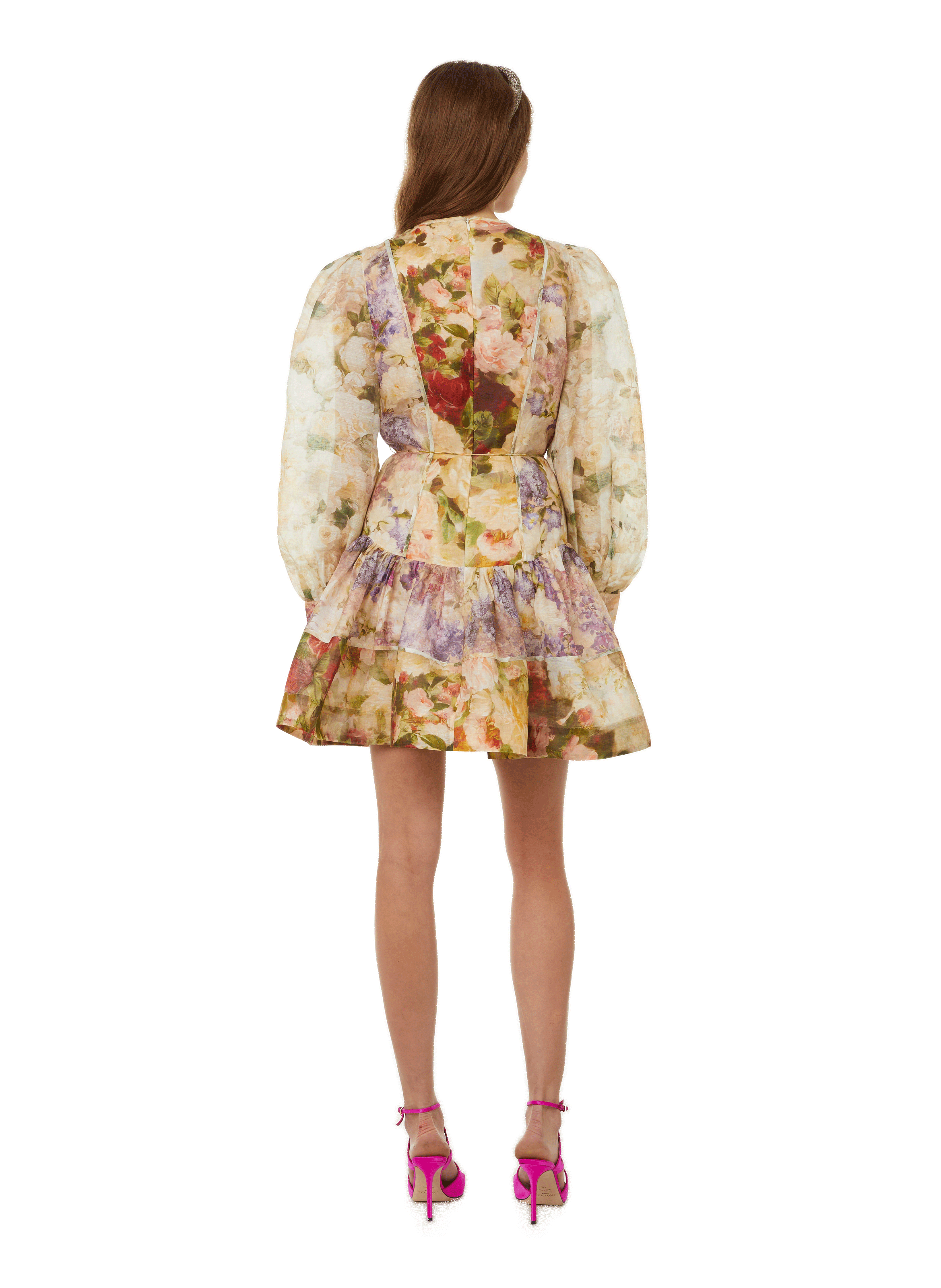 Robe courte en soie et lin ZIMMERMANN Multicolore