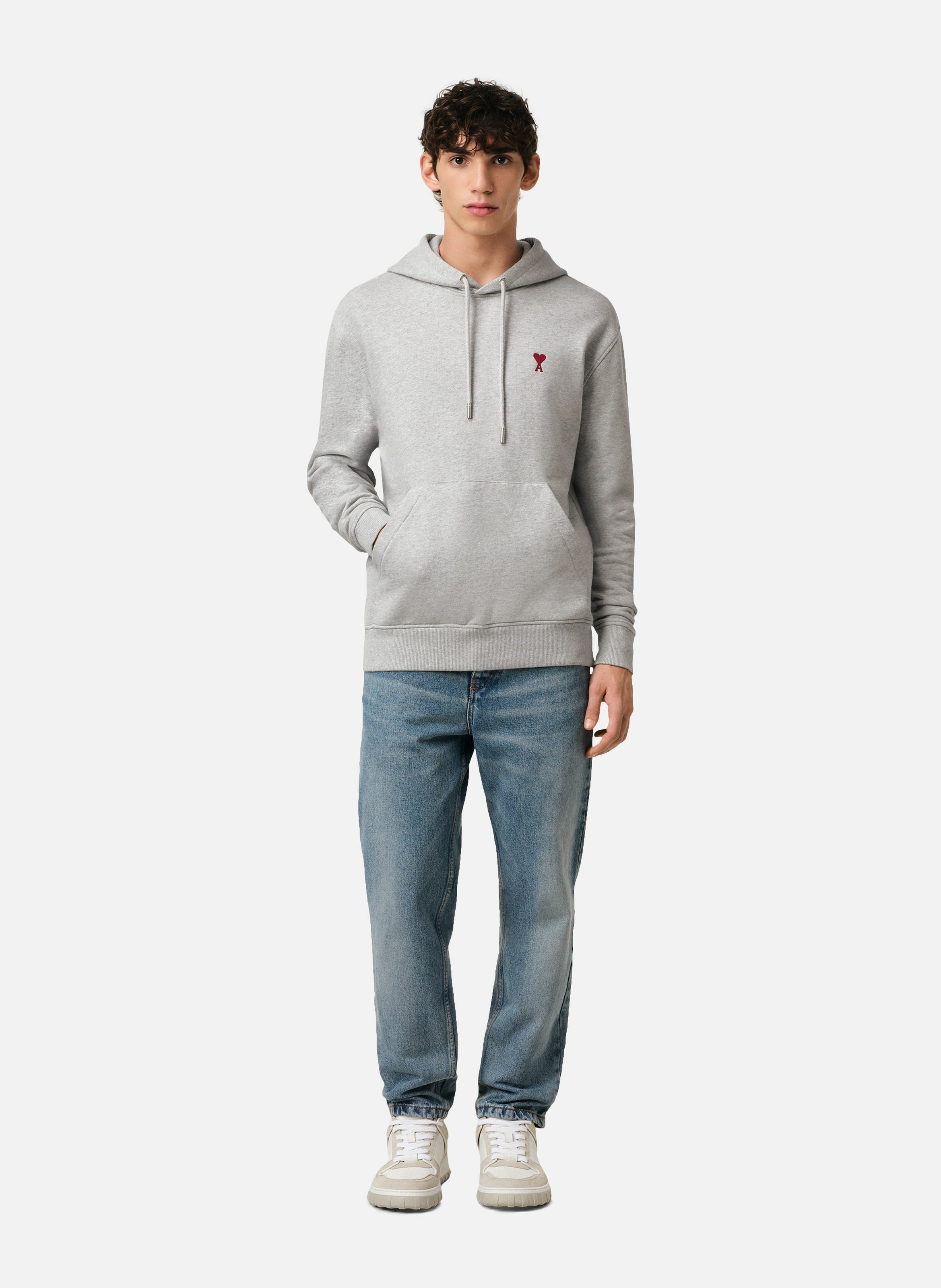 Hoodie ami de coeur rouge unisexe AMI PARIS Gris