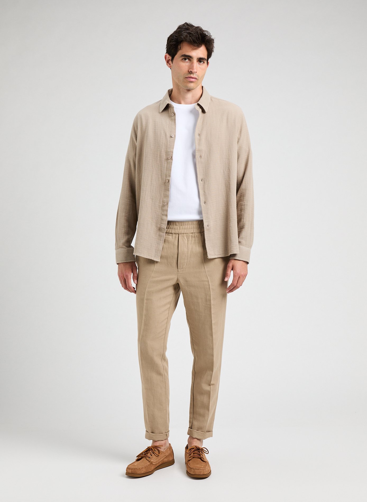 Chemise droite en lin et coton SAMSOE SAMSOE Marron